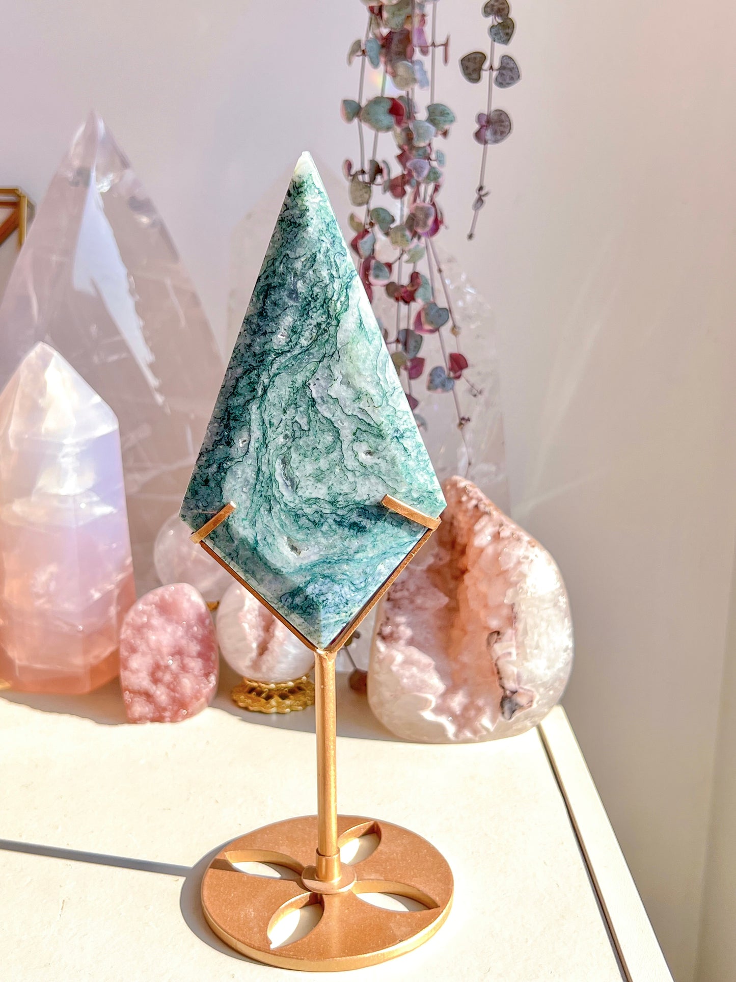 Moss agate diamond