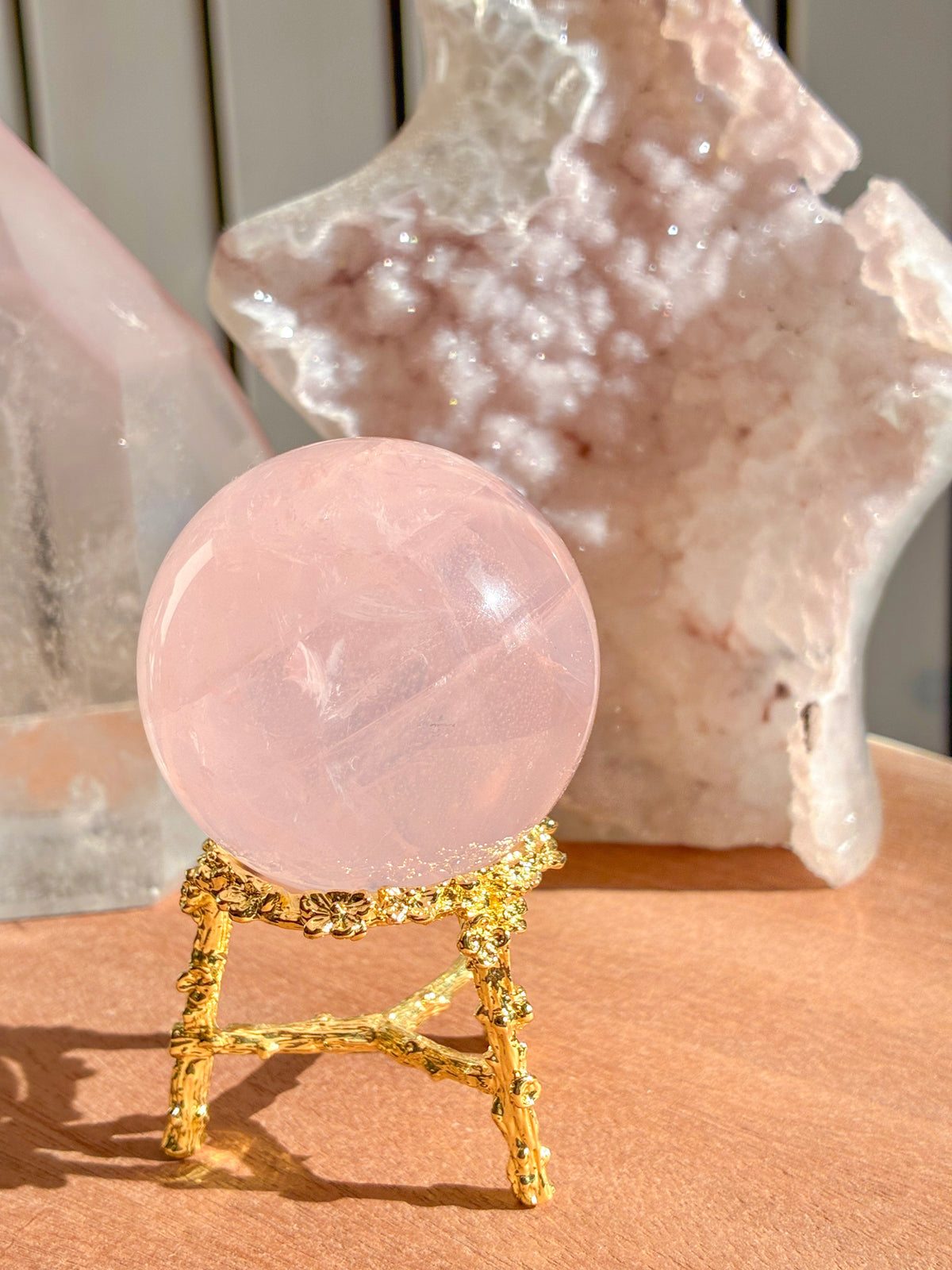 mozambique rose quartz sphere