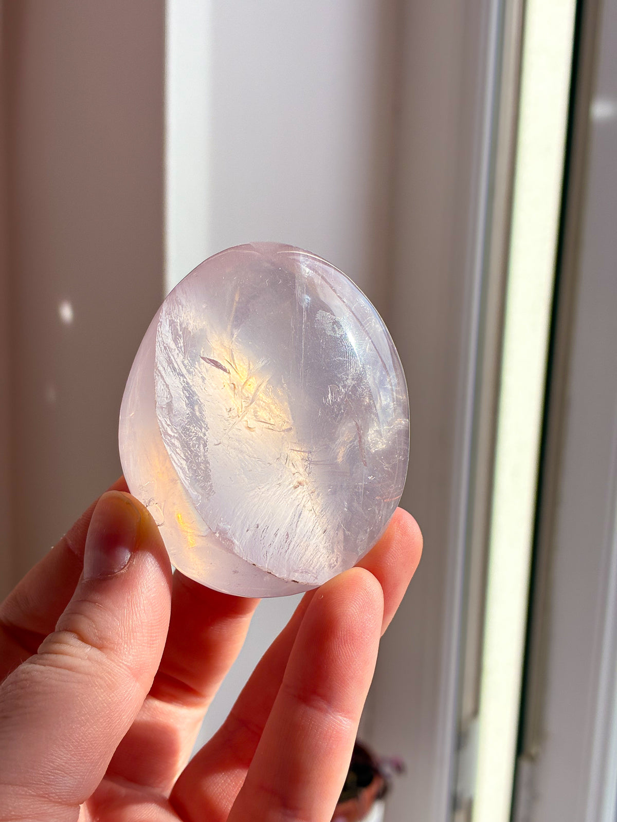 Jelly rose quartz pebble palmstone