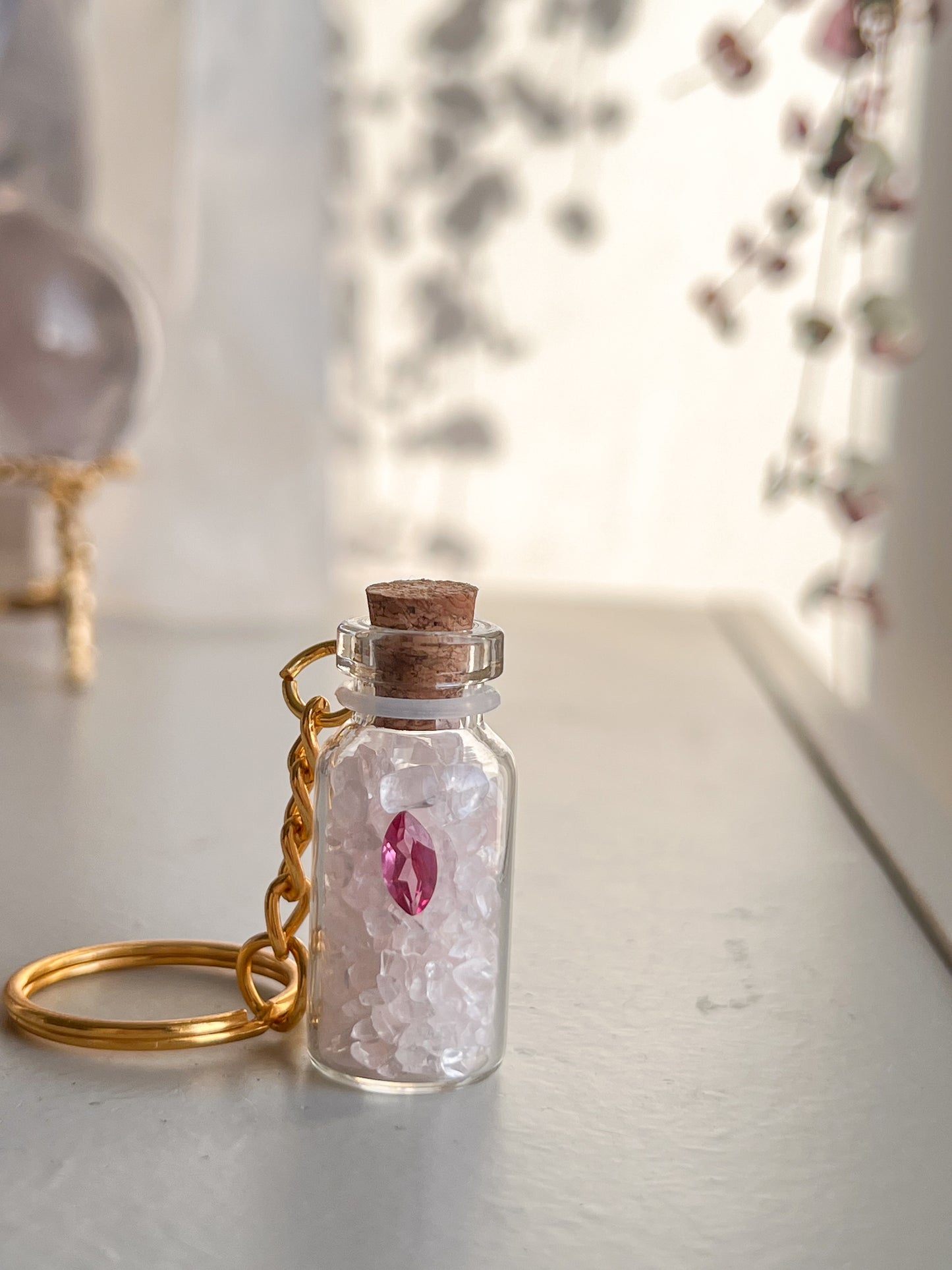 Blissful on the go Key Ring - Pink Topaz