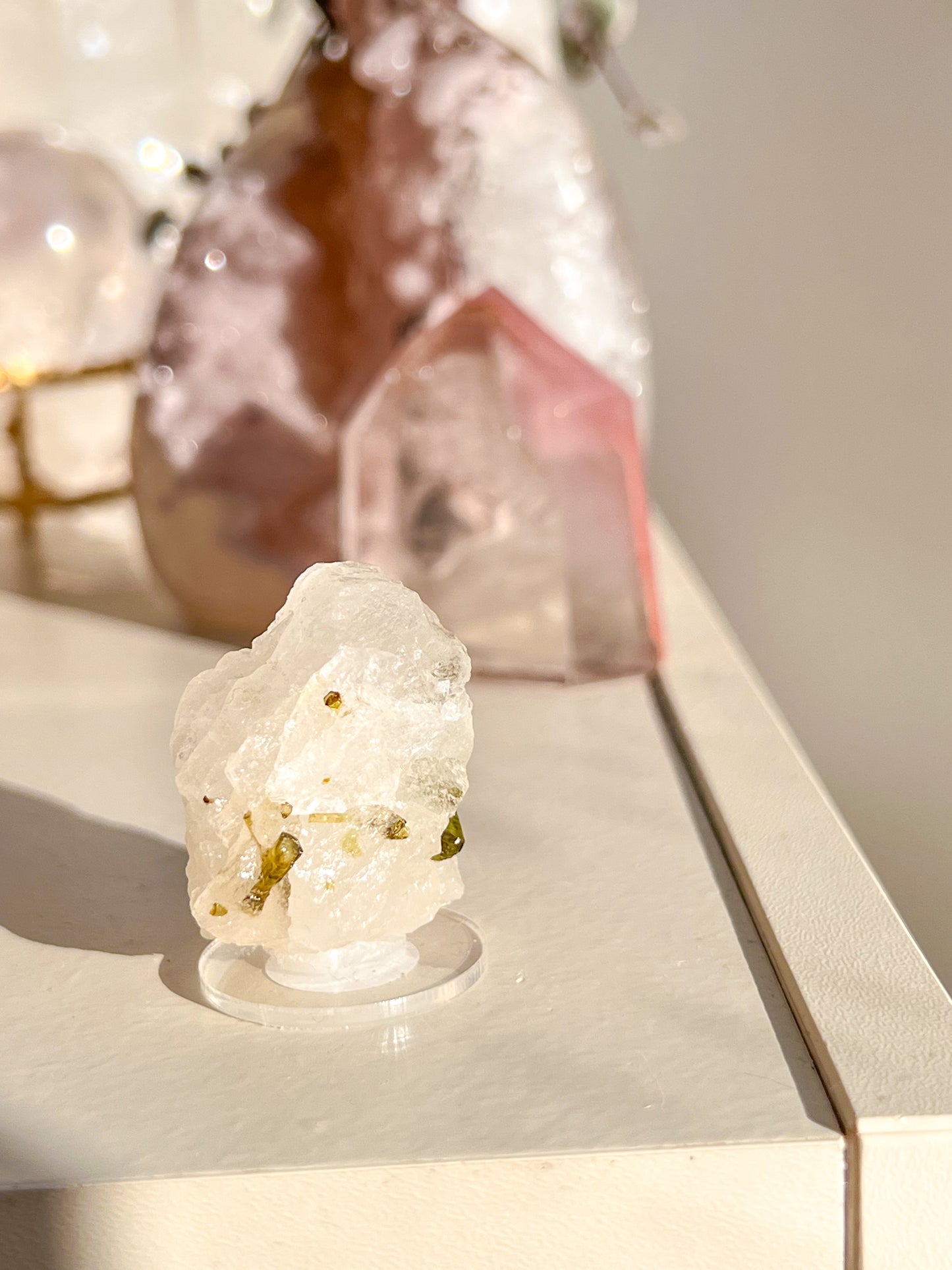 Green Tourmaline in quartz