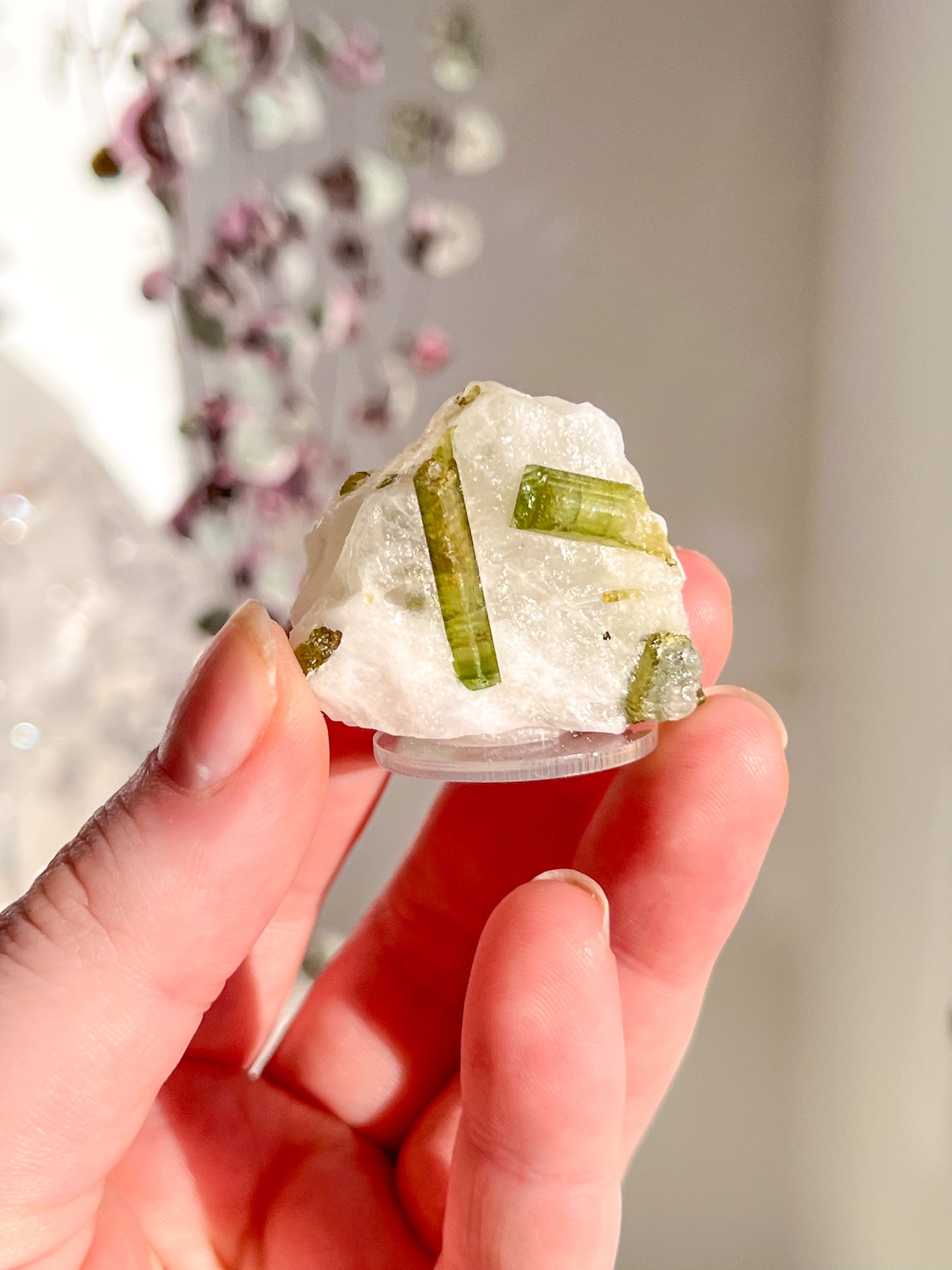Green Tourmaline in quartz