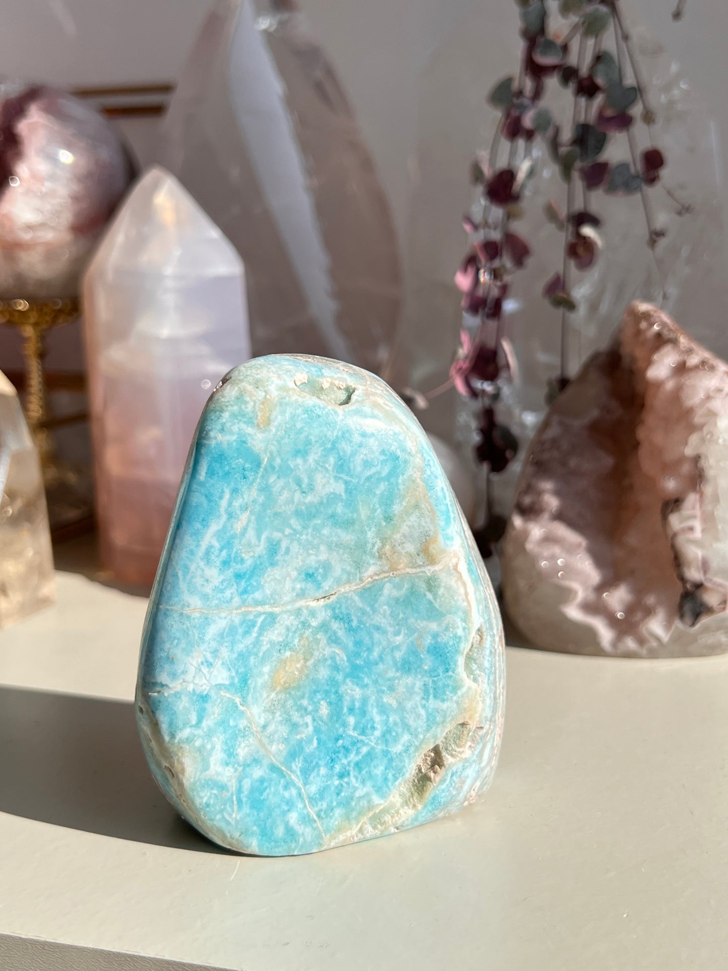Blue aragonite freeform