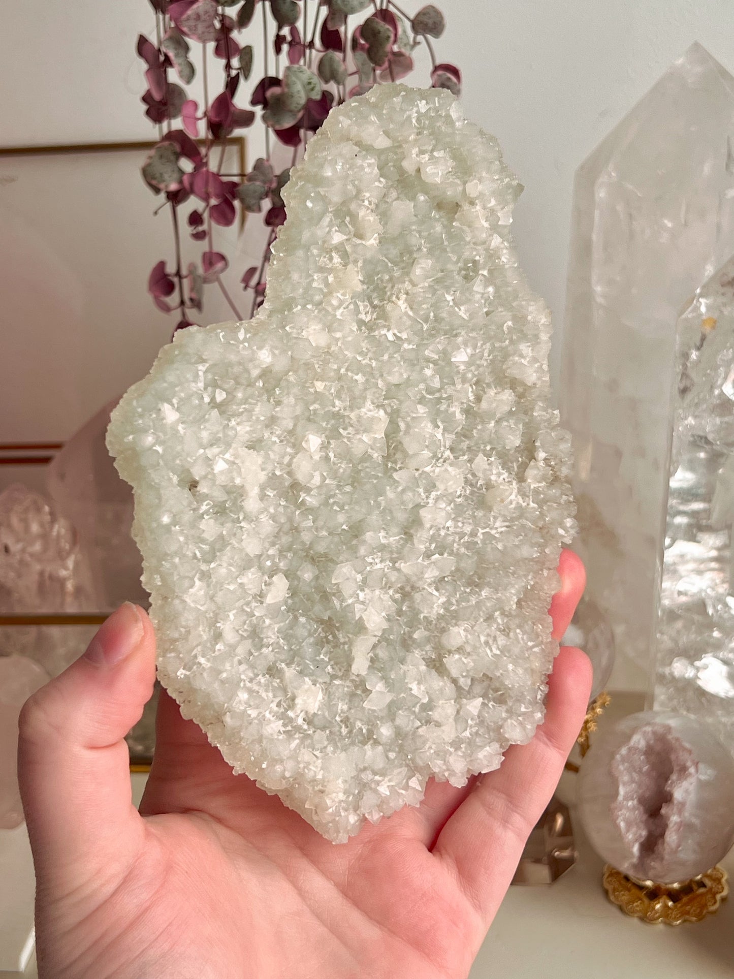 Rare diamond green crust apophyllite