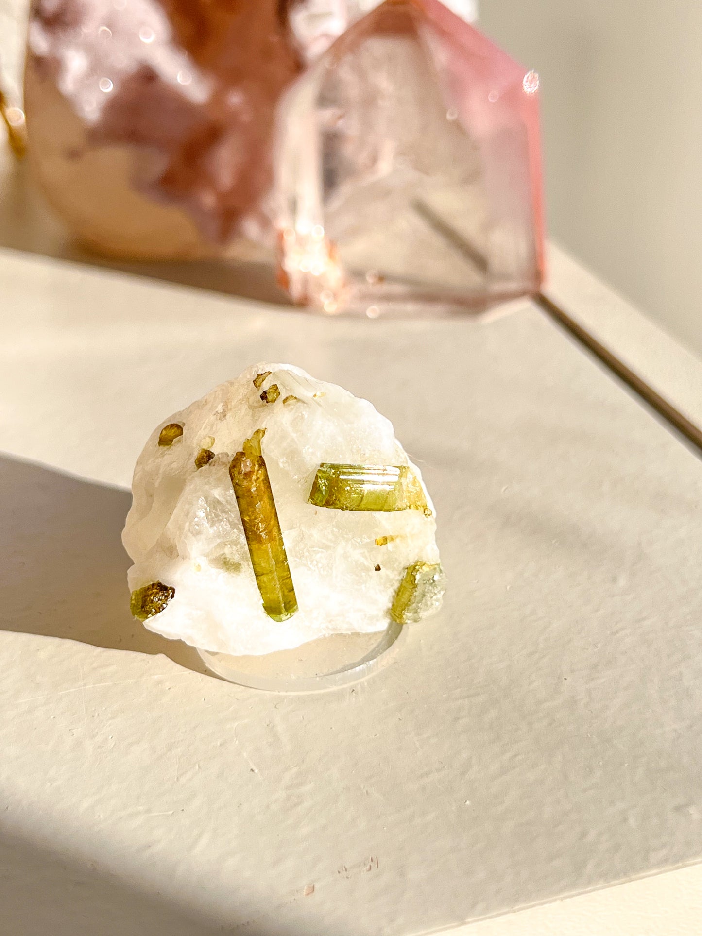 Green Tourmaline in quartz