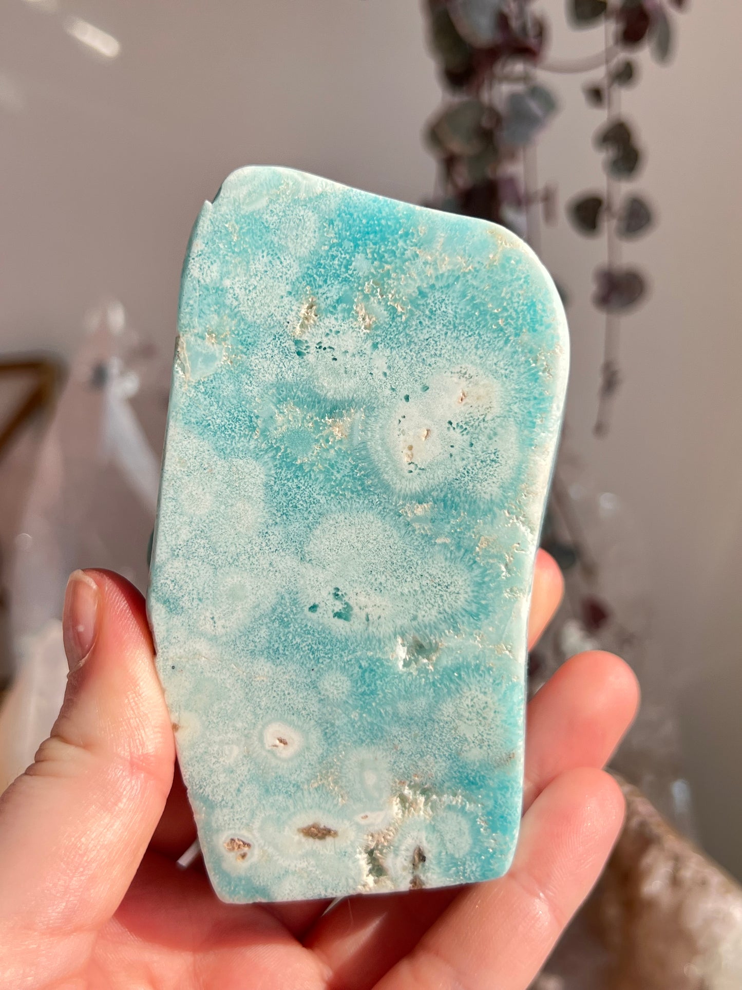 Blue aragonite freeform