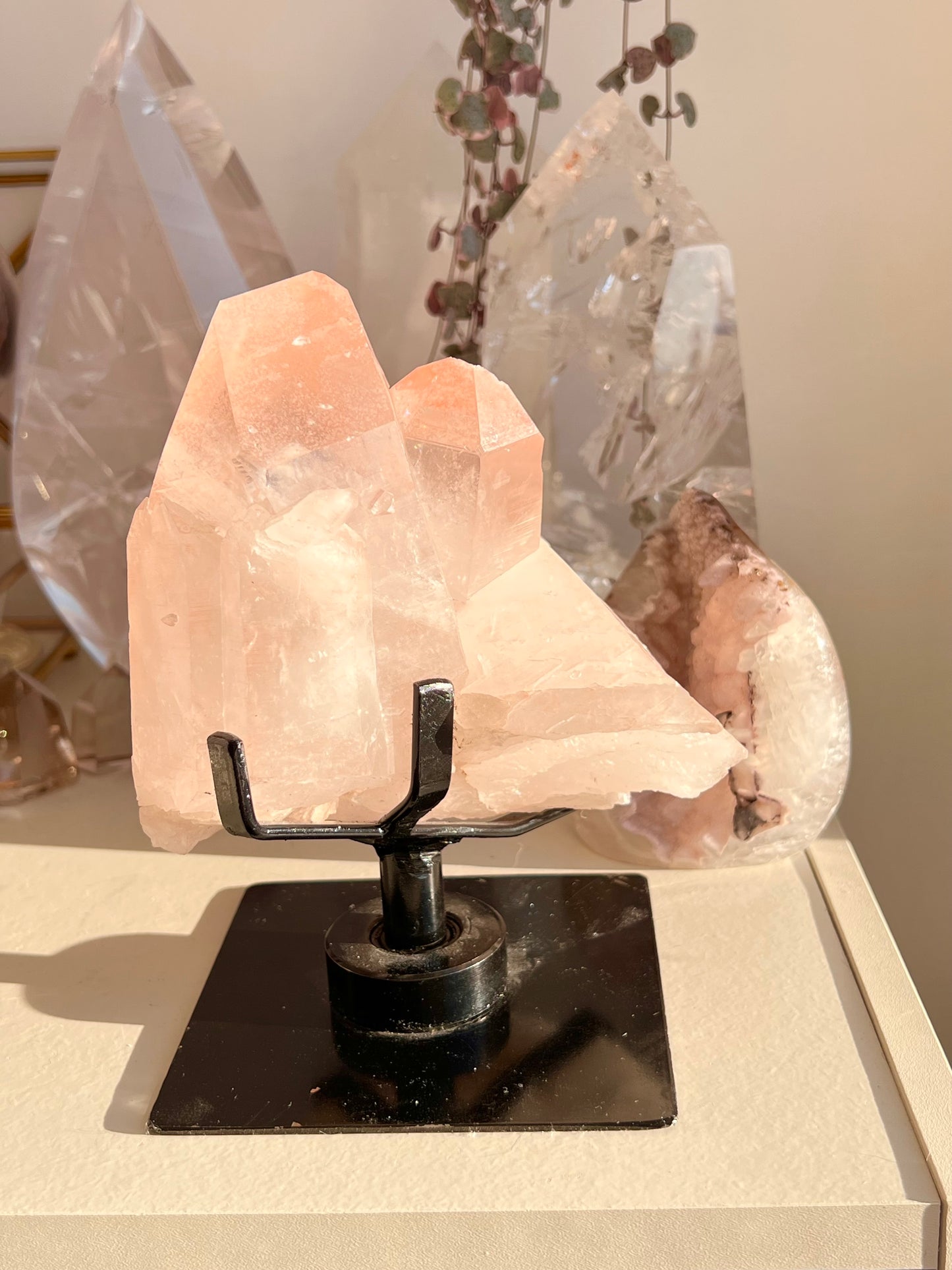 XL Pink lemurian cluster