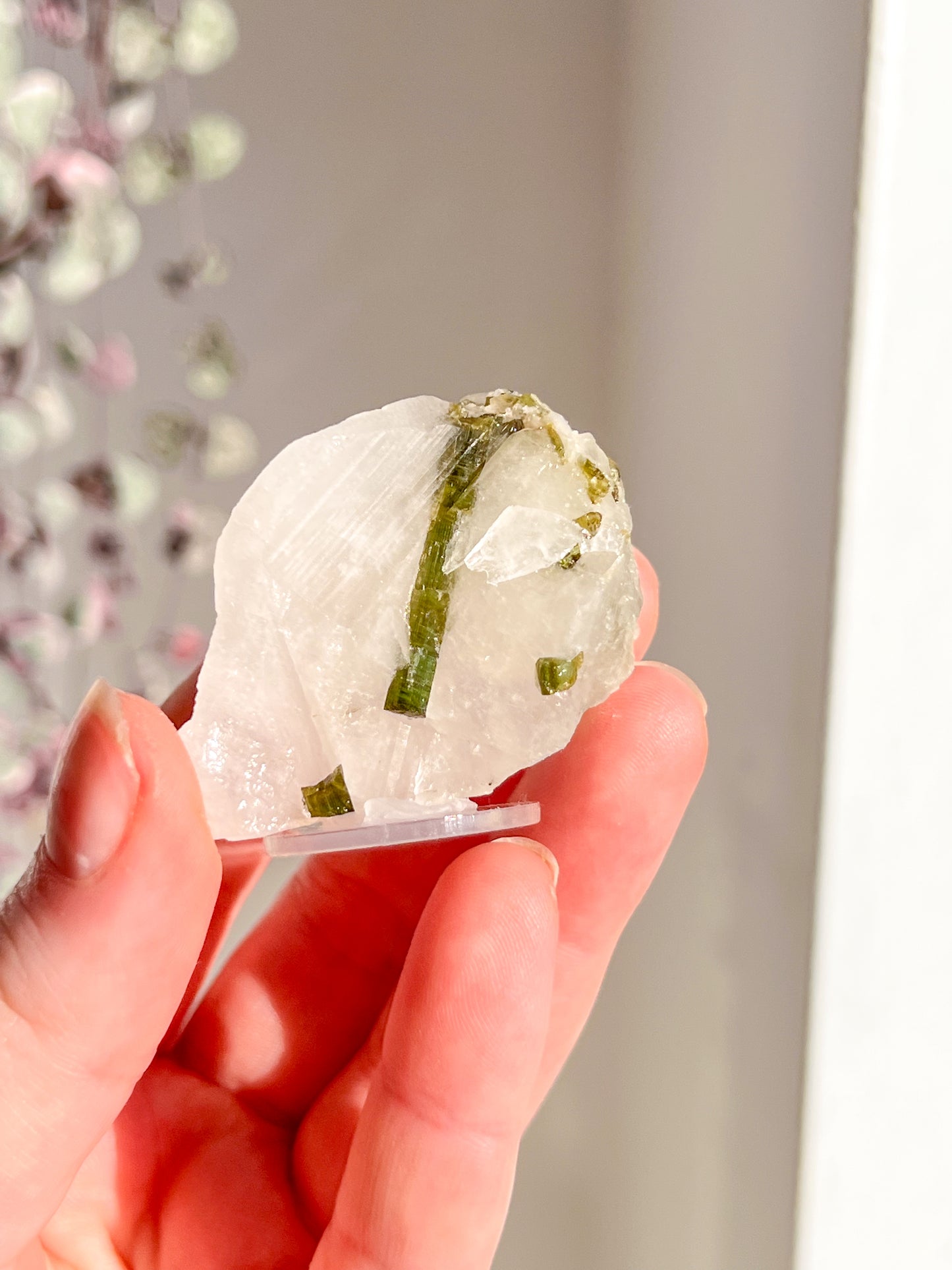 Green Tourmaline in quartz