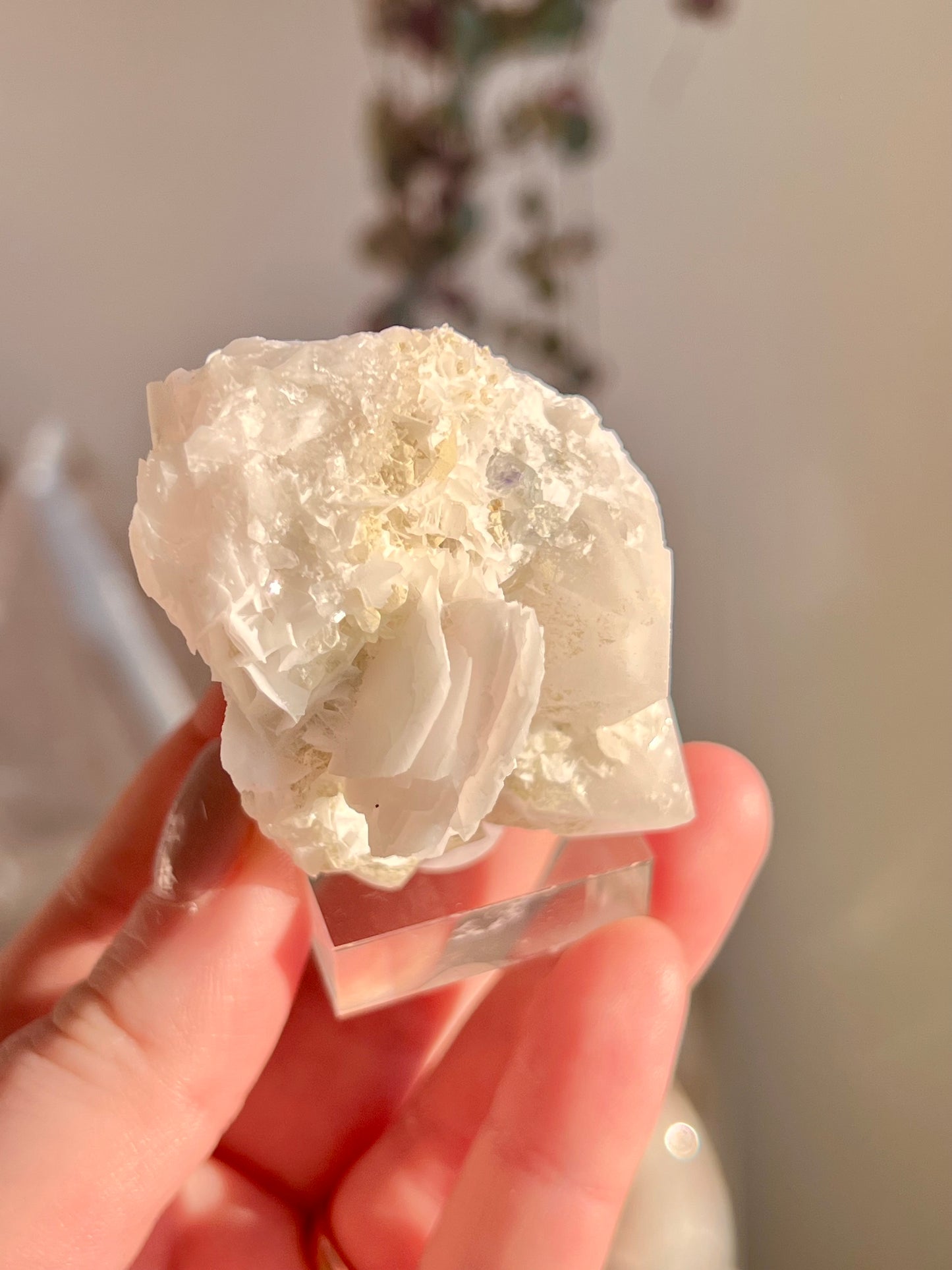 Pink Calcite Specimen with blue fluorite