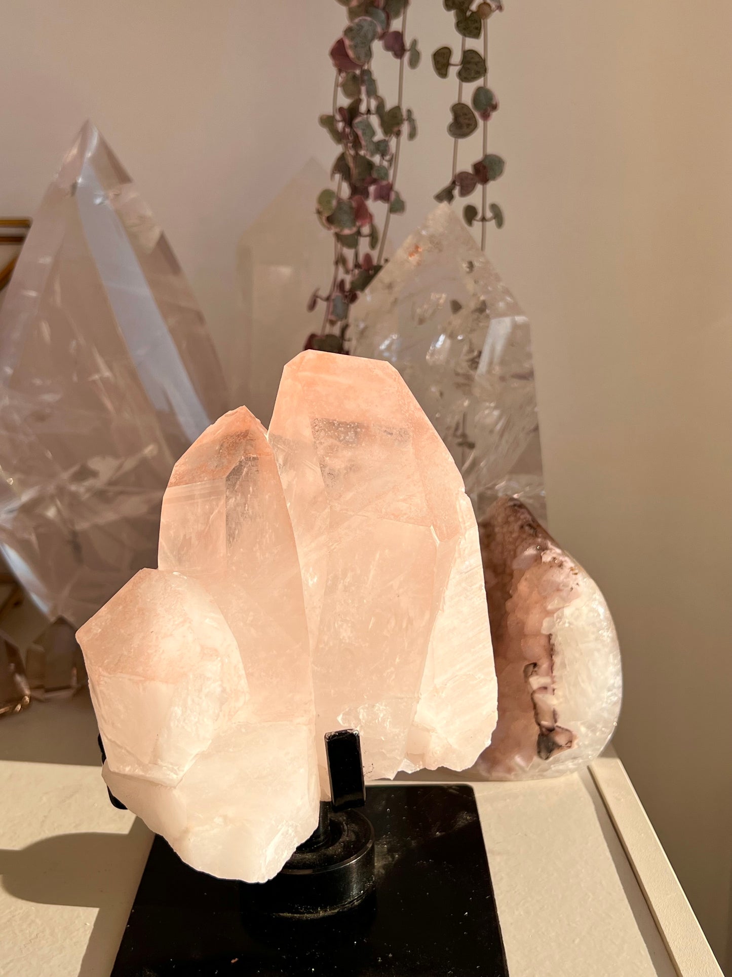 XL Pink lemurian cluster