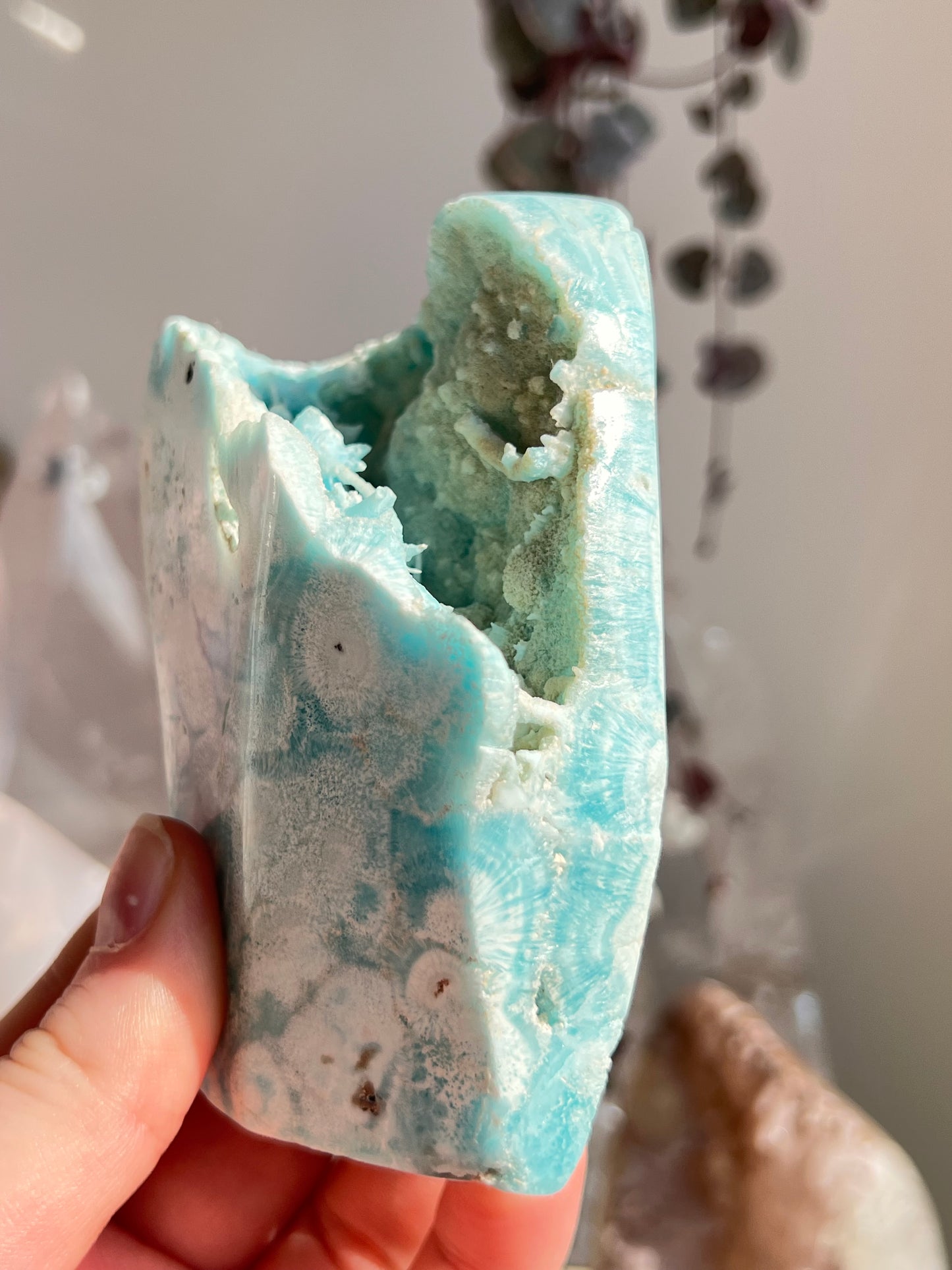 Blue aragonite freeform