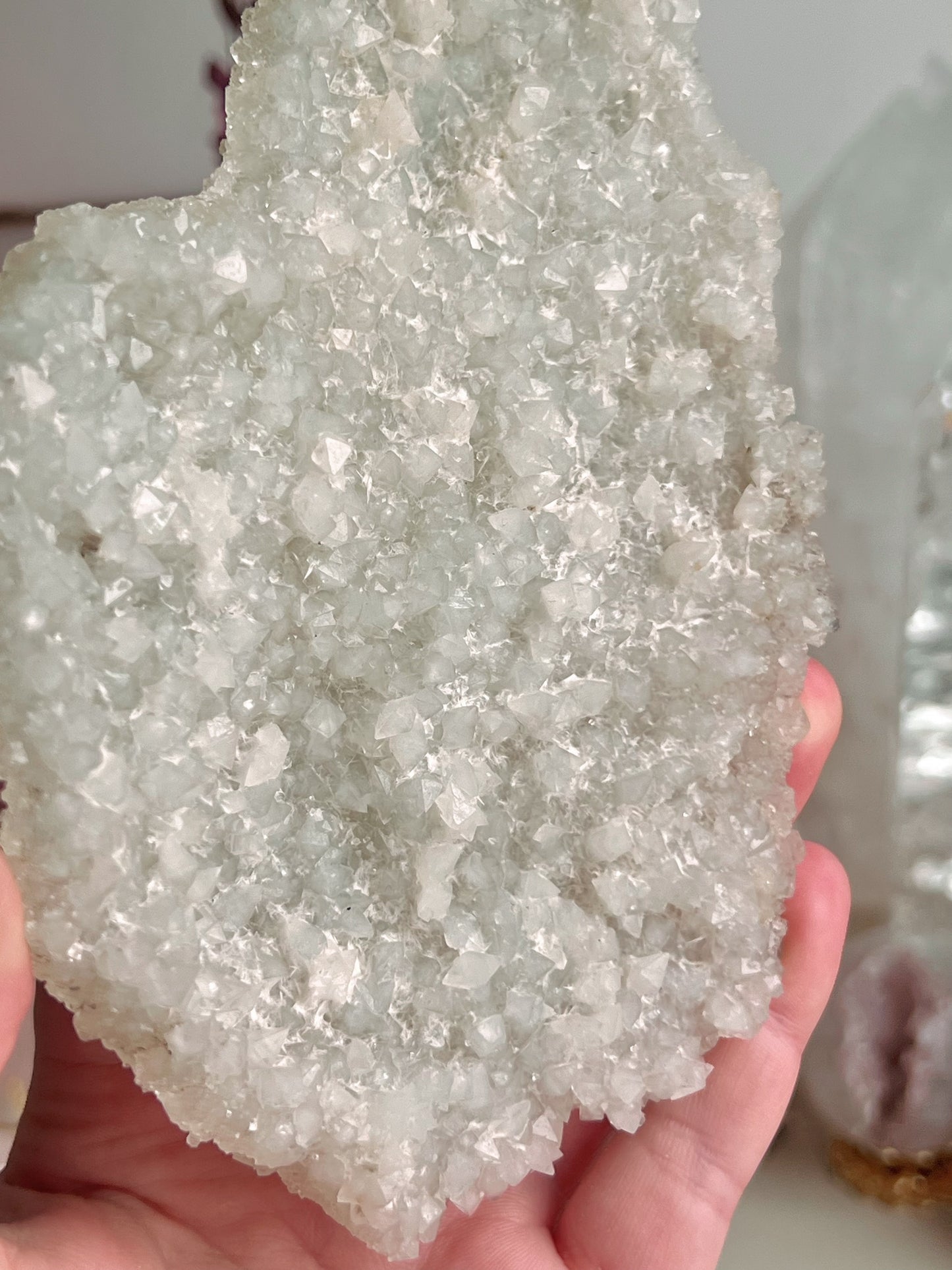 Rare diamond green crust apophyllite