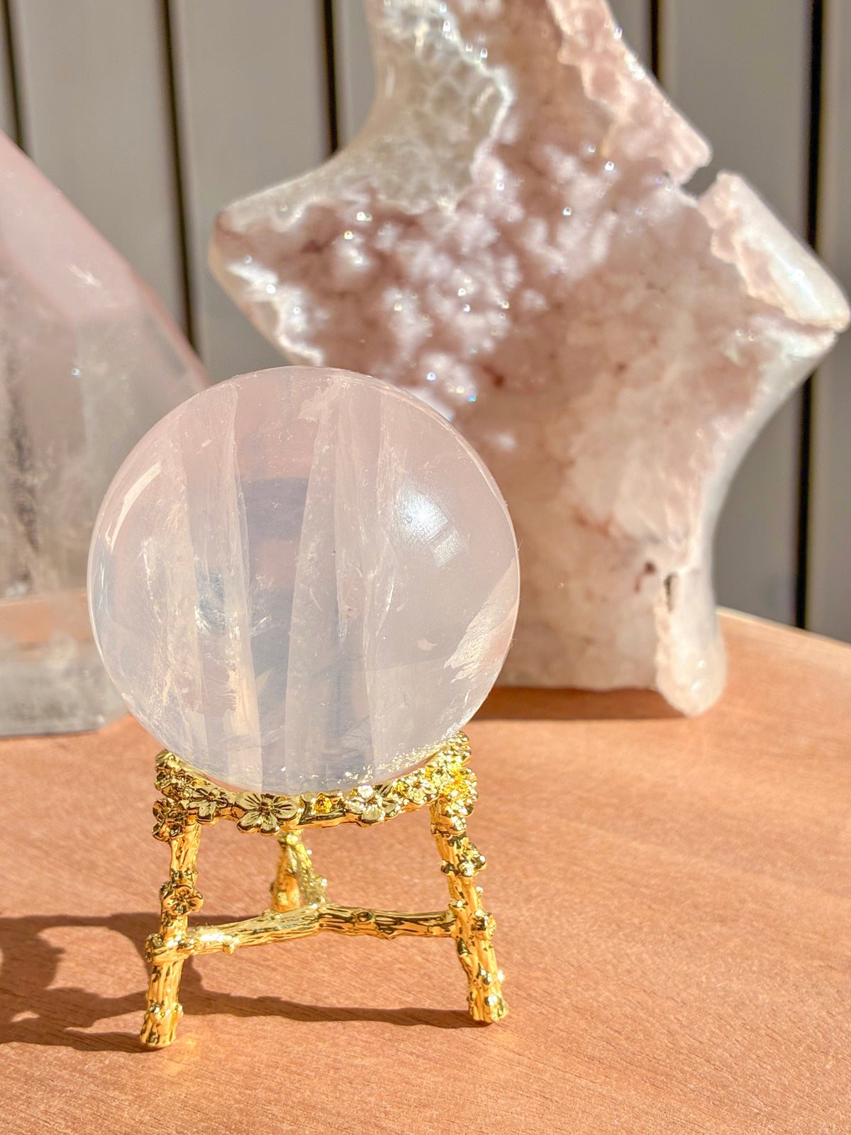 mozambique rose quartz sphere