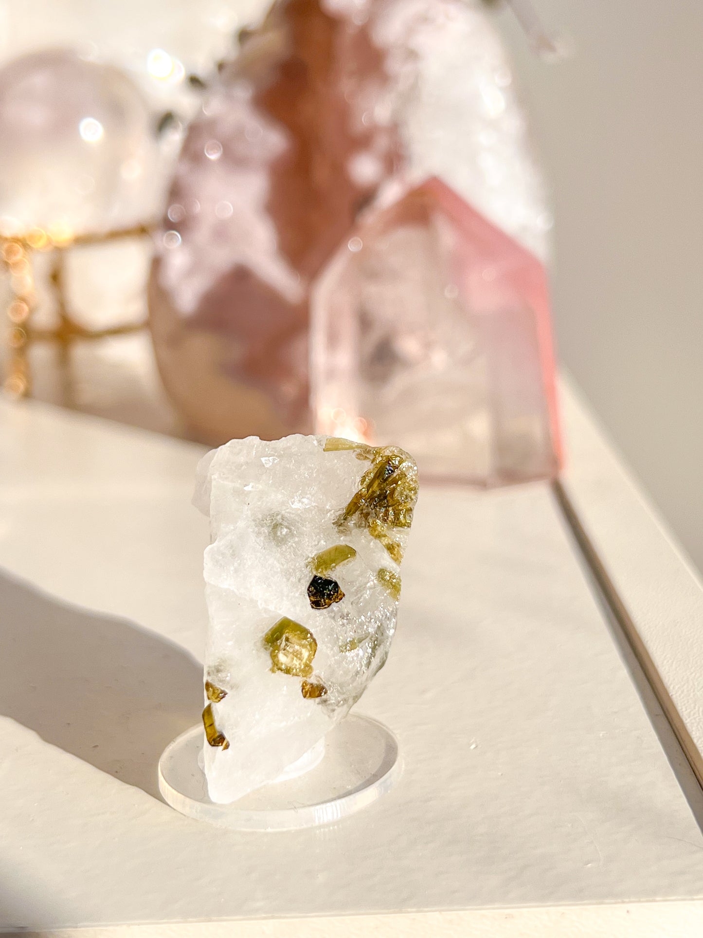 Green Tourmaline in quartz