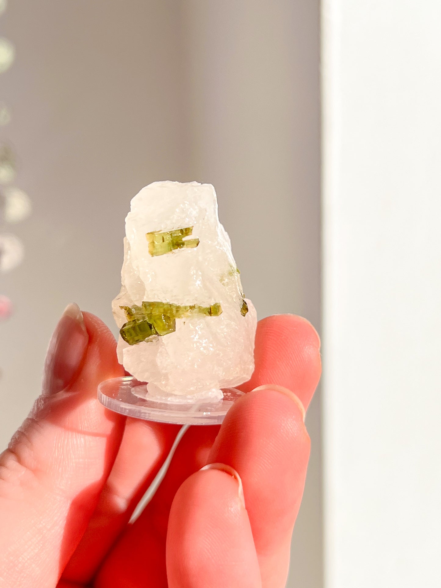 Green Tourmaline in quartz