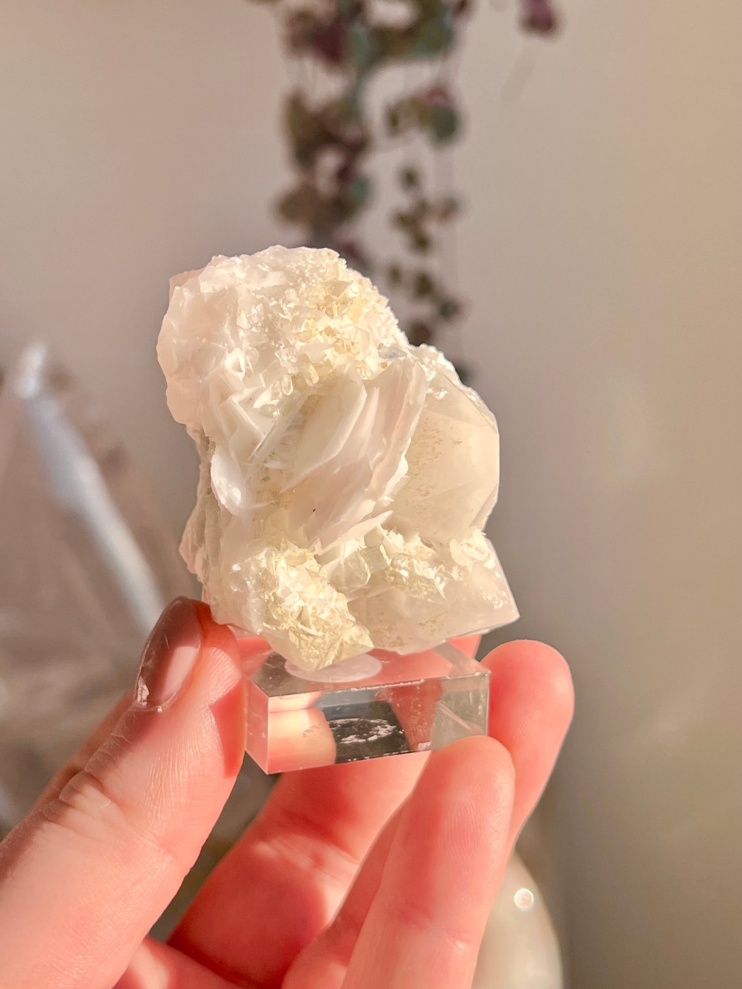 Pink Calcite Specimen with blue fluorite