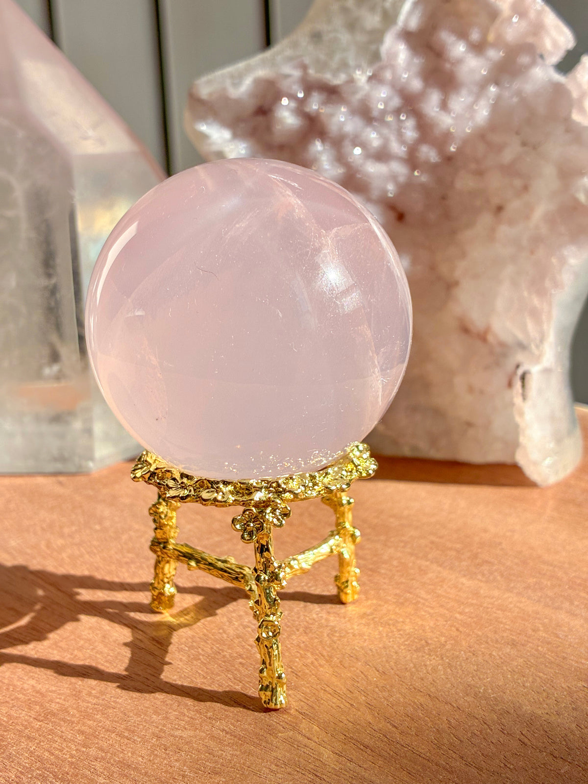 mozambique rose quartz sphere