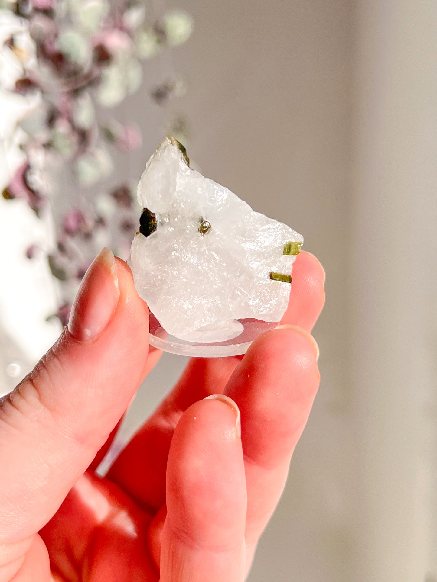 Green Tourmaline in quartz