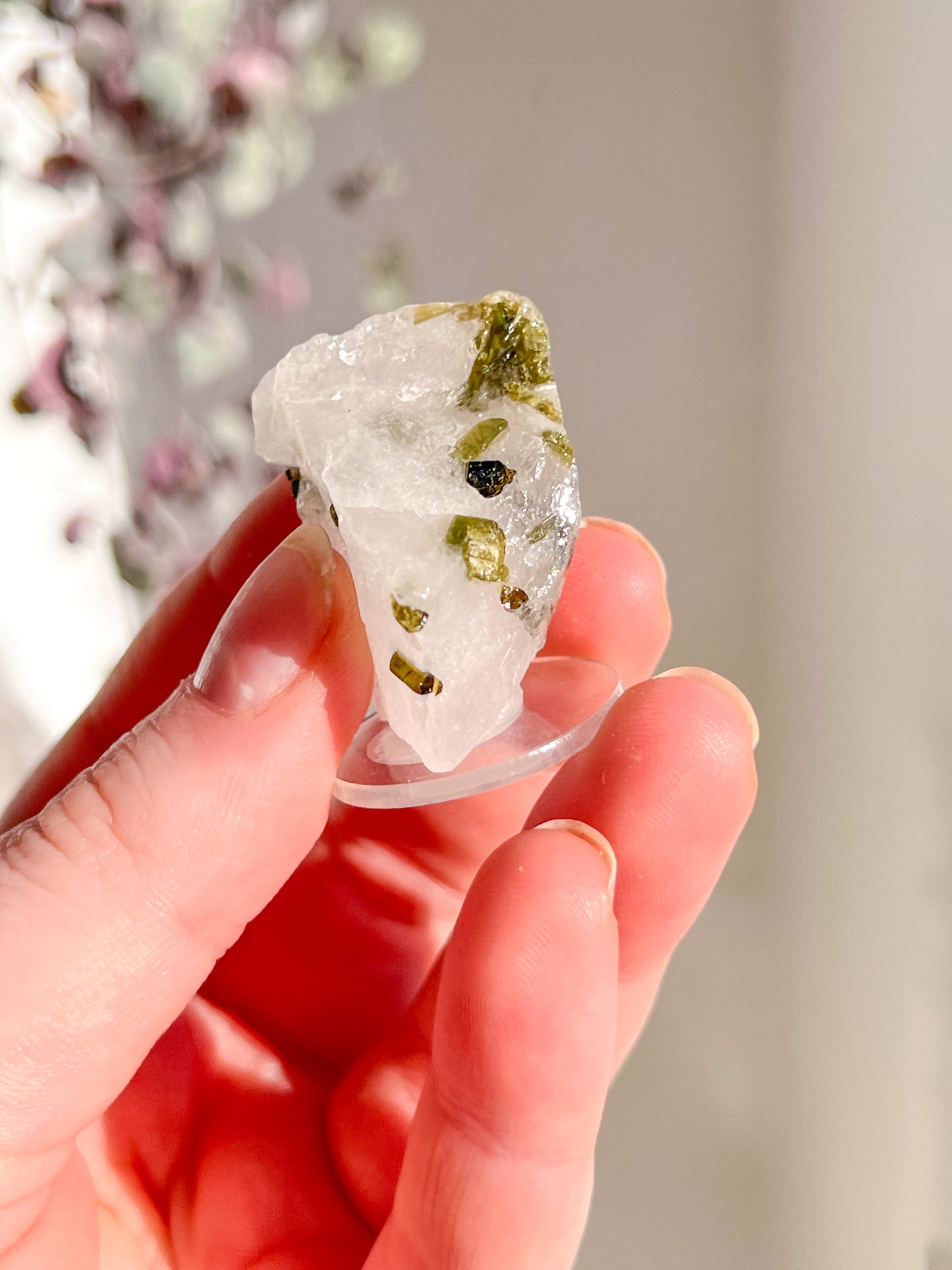Green Tourmaline in quartz