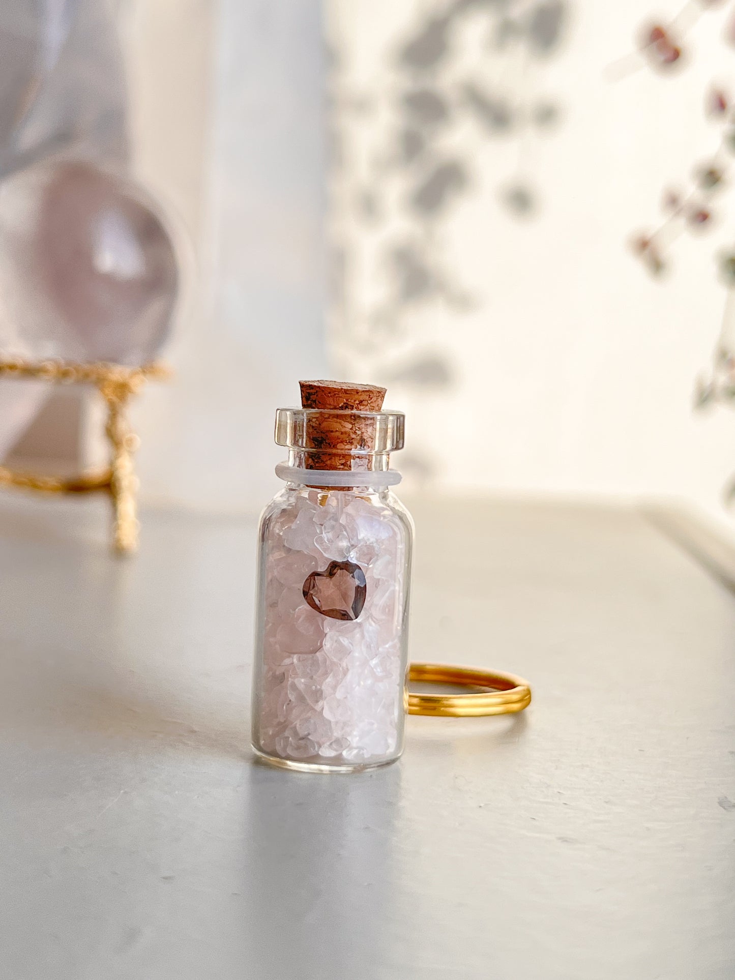 Blissful on the go Key Ring - Smokey Quartz