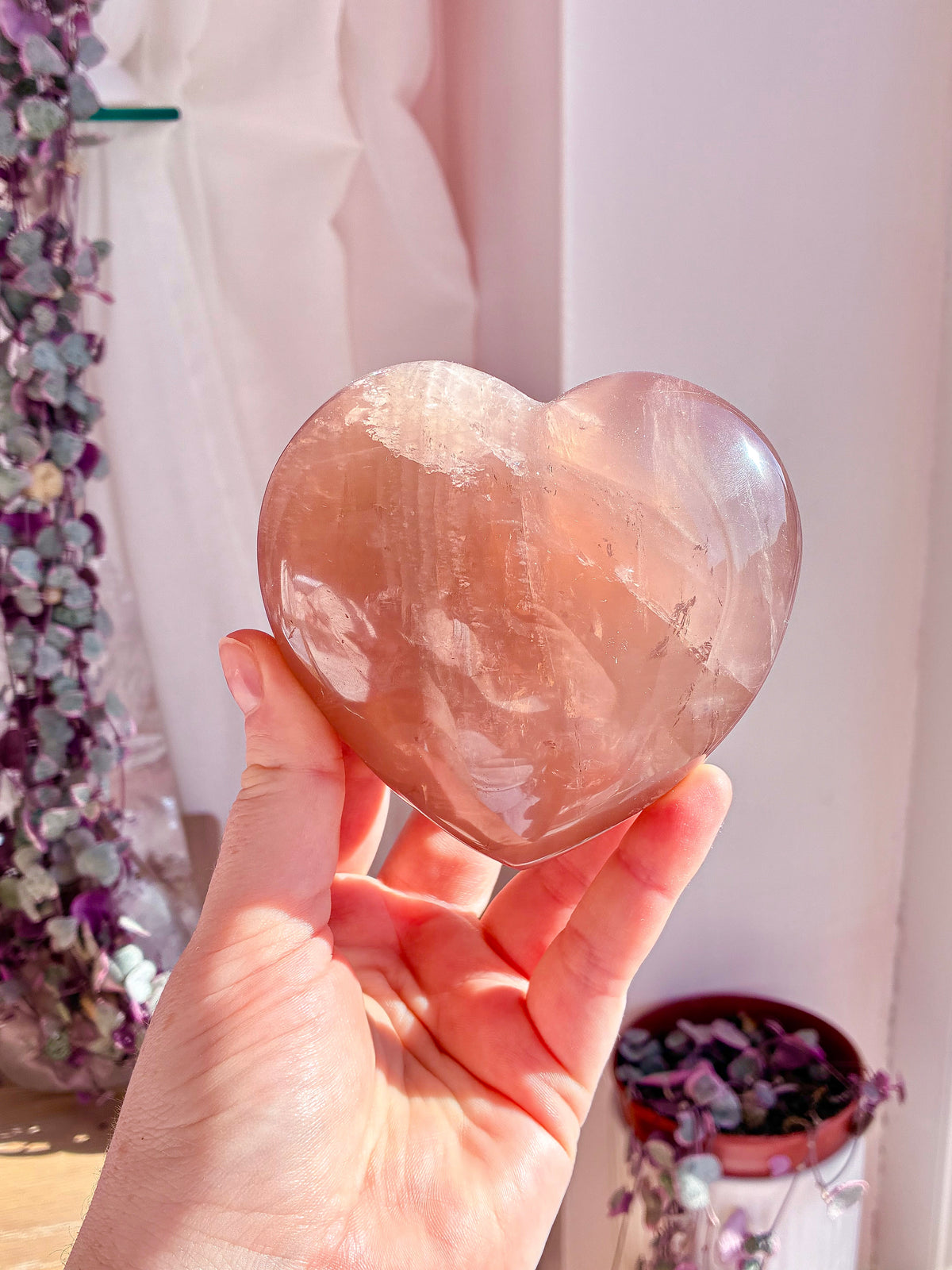 Smokey rose madagascan rose quartz heart