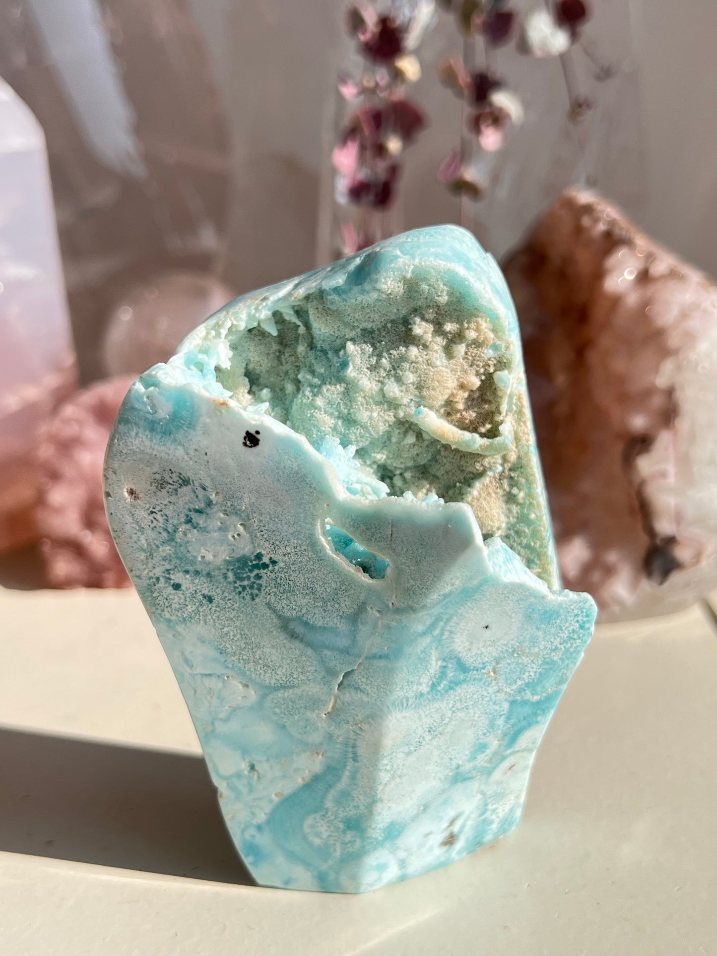 Blue aragonite freeform
