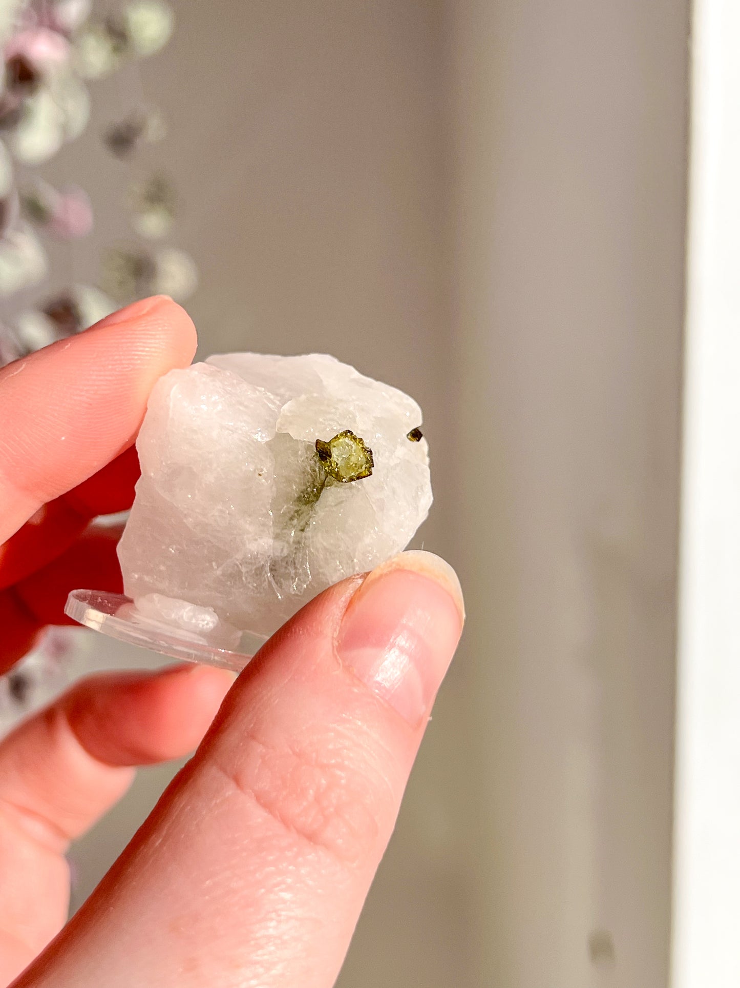 Green Tourmaline in quartz