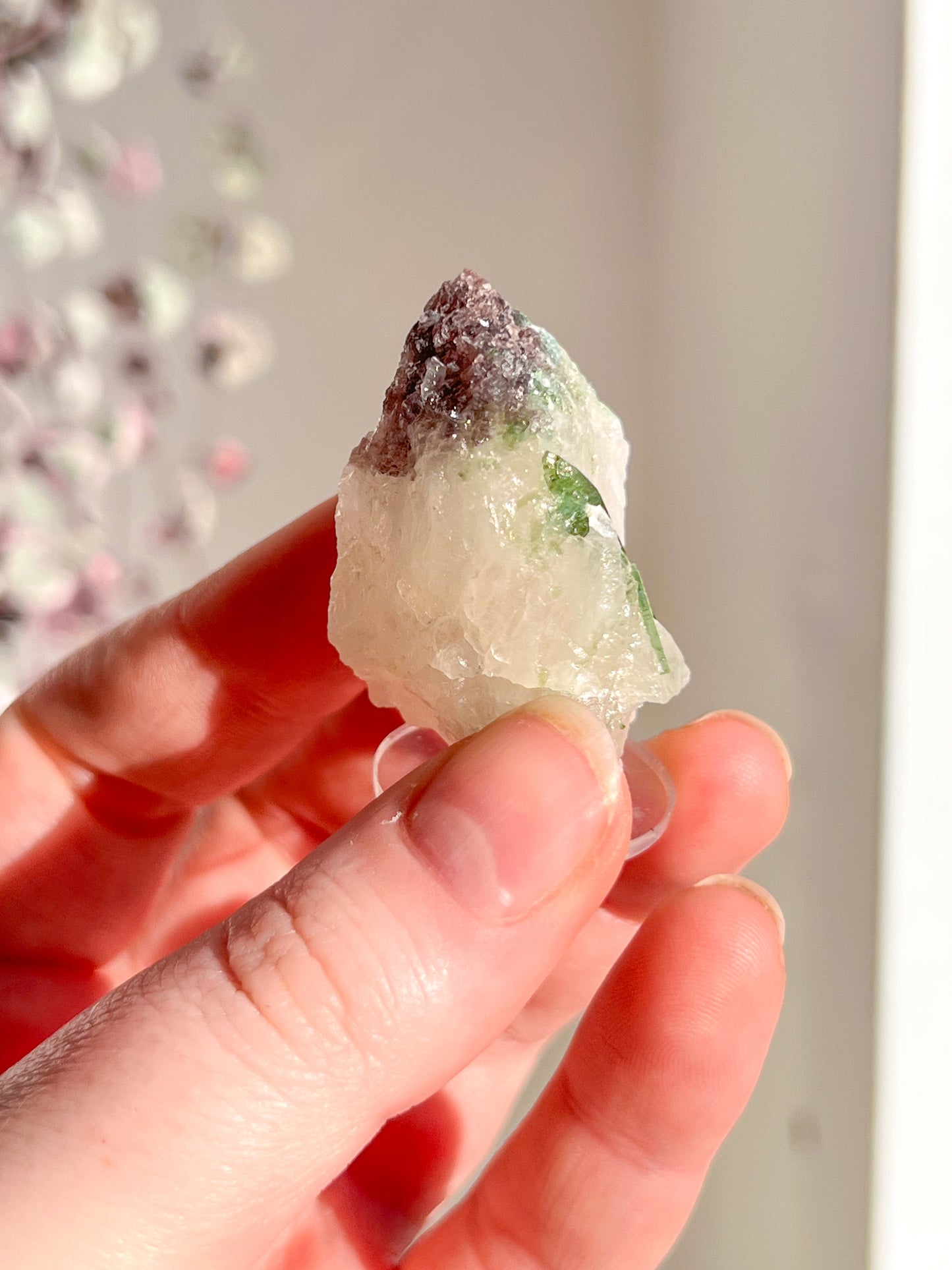 Green Tourmaline in quartz