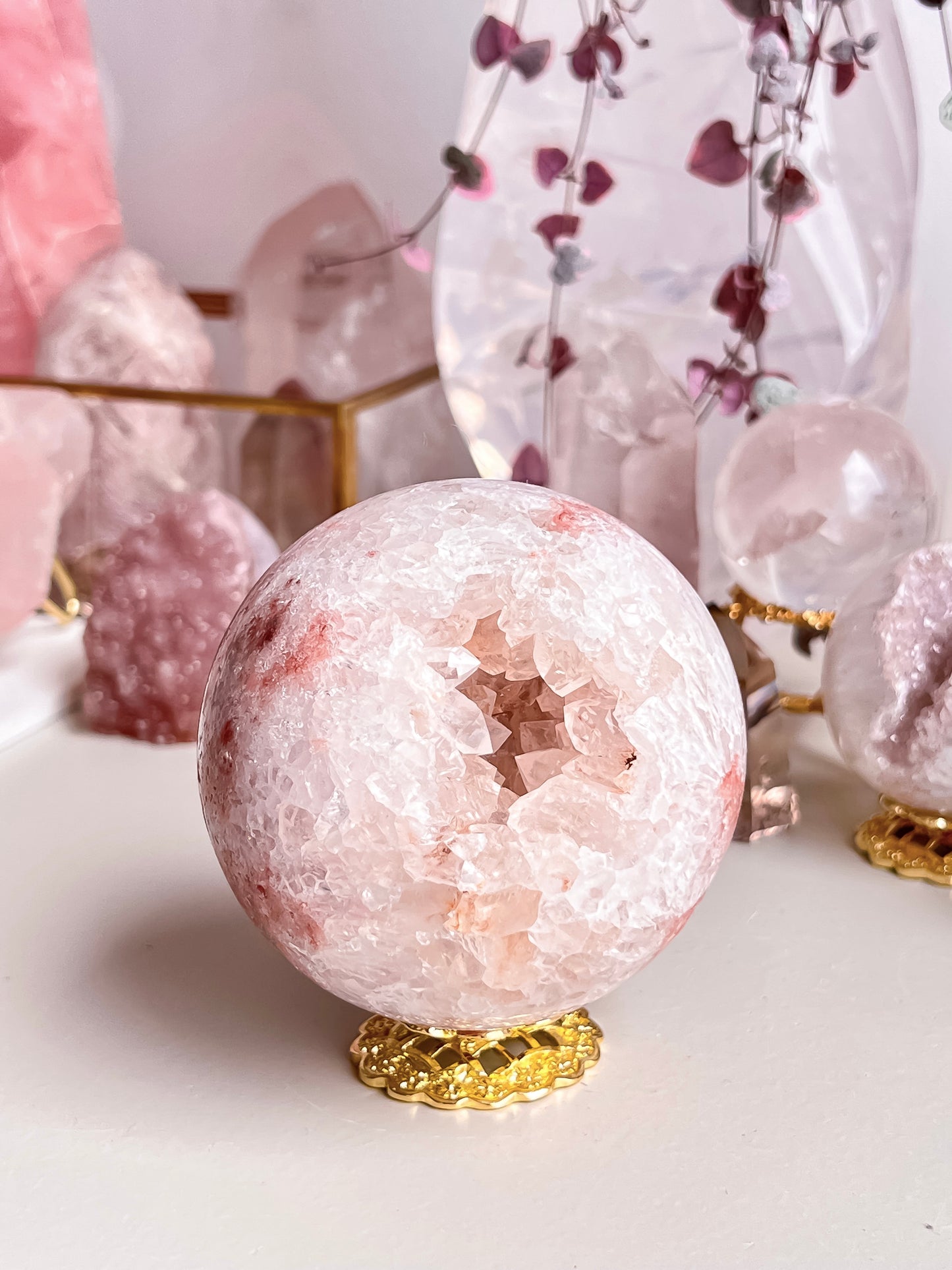 Pink amethyst sphere