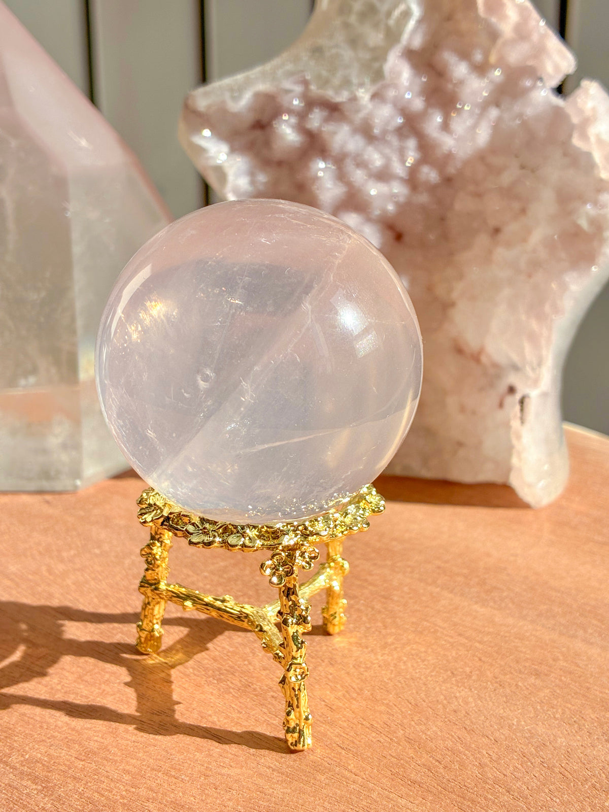 mozambique rose quartz sphere