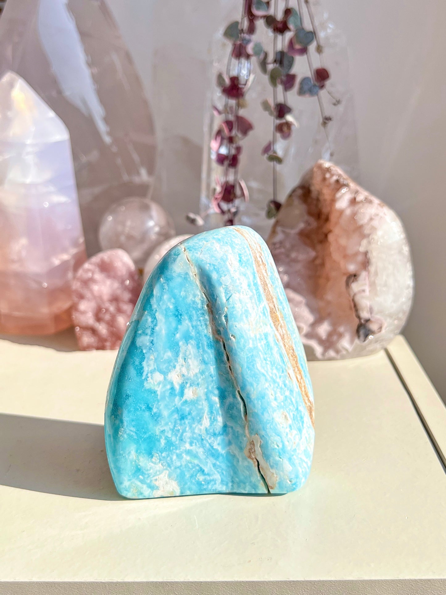 Blue aragonite freeform