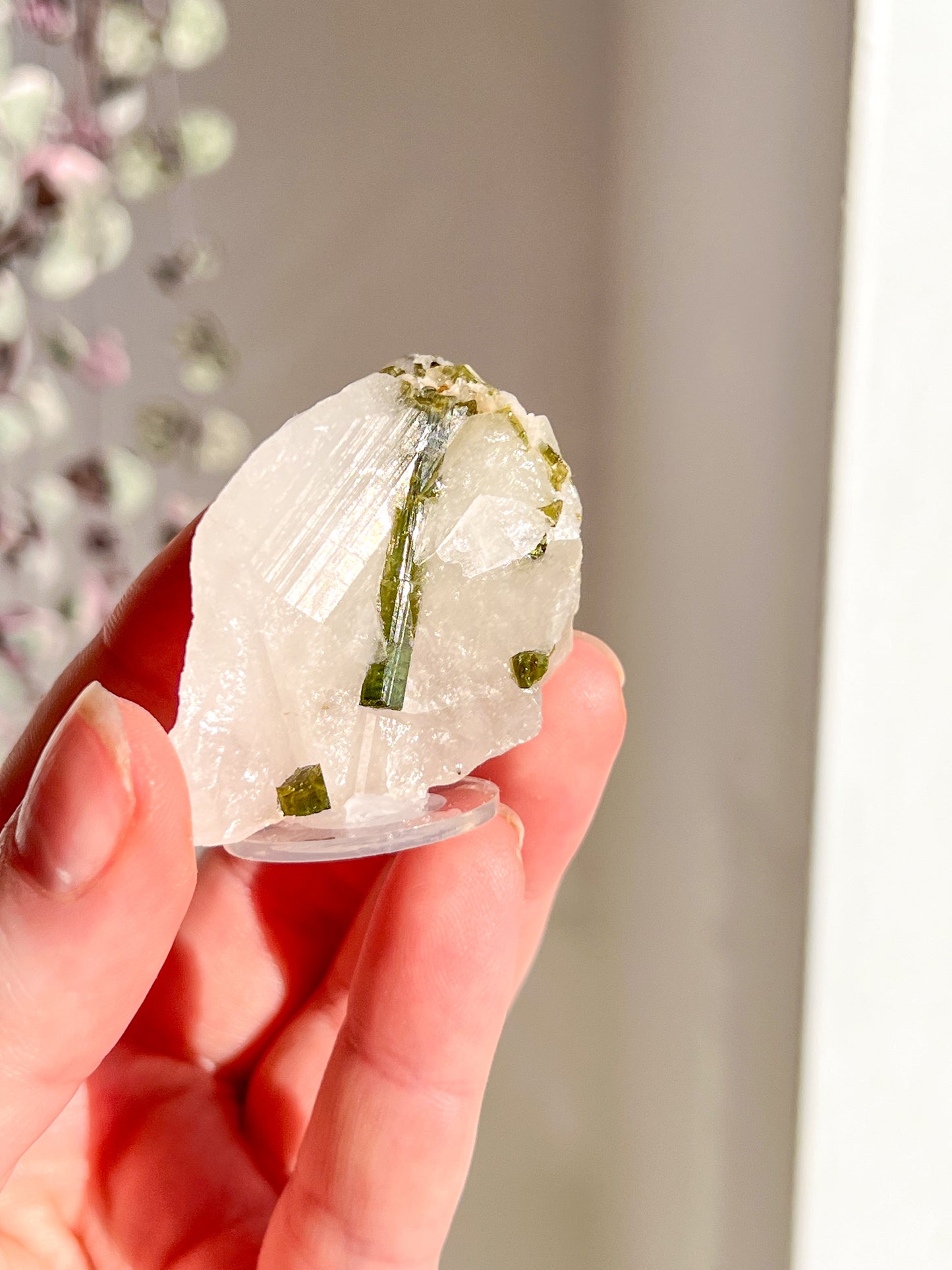 Green Tourmaline in quartz