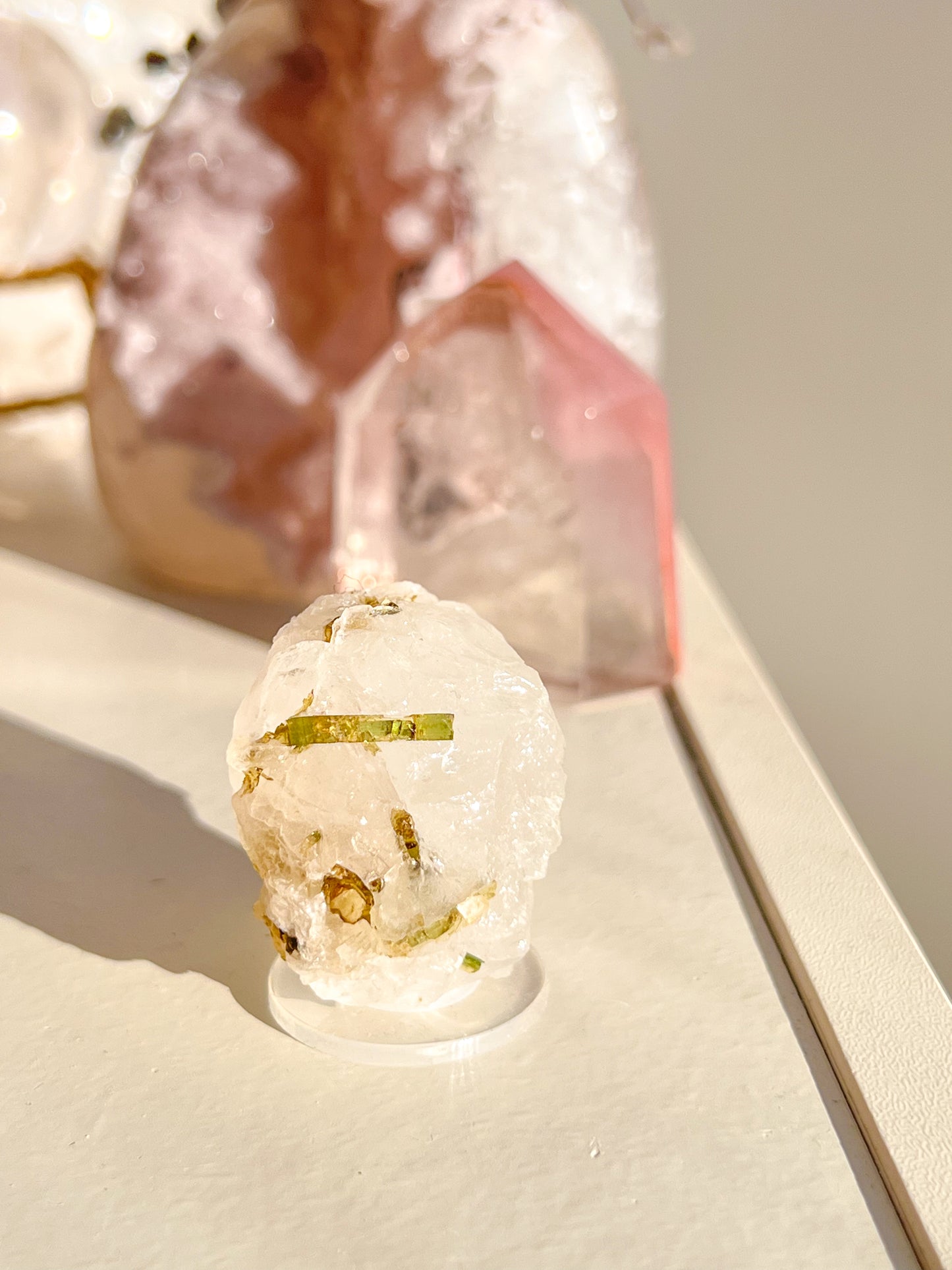 Green Tourmaline in quartz