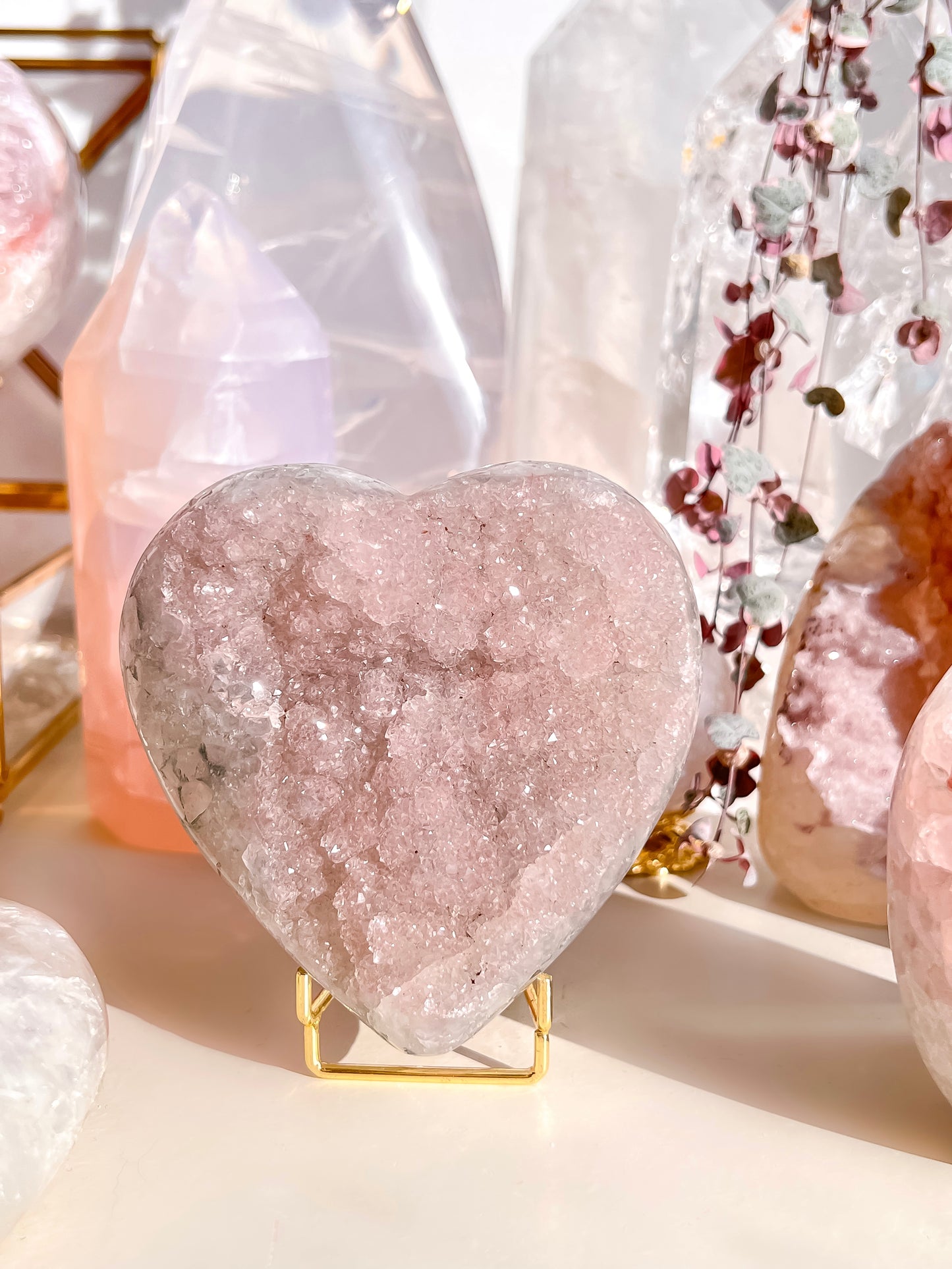 Pink Rainbow Amethyt Heart