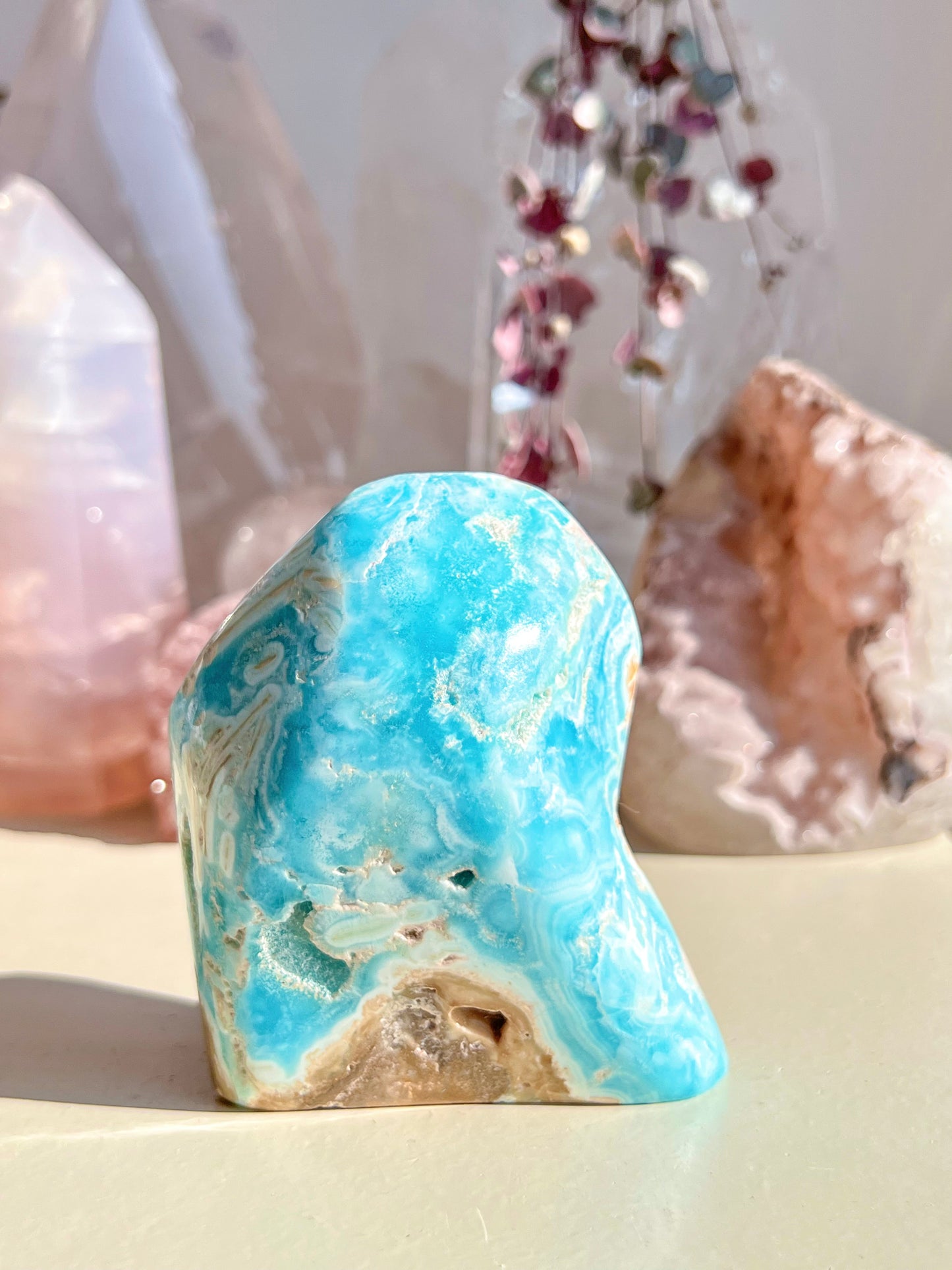 Blue aragonite freeform
