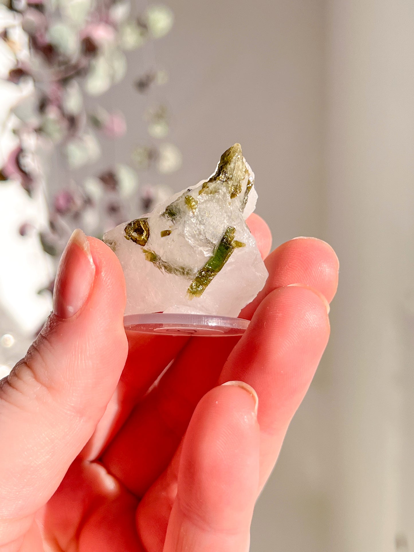 Green Tourmaline in quartz