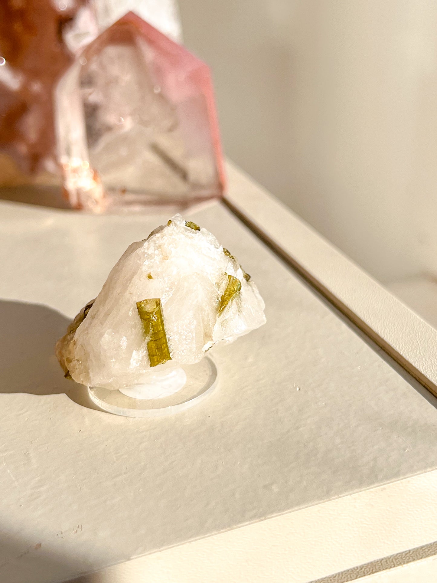 Green Tourmaline in quartz