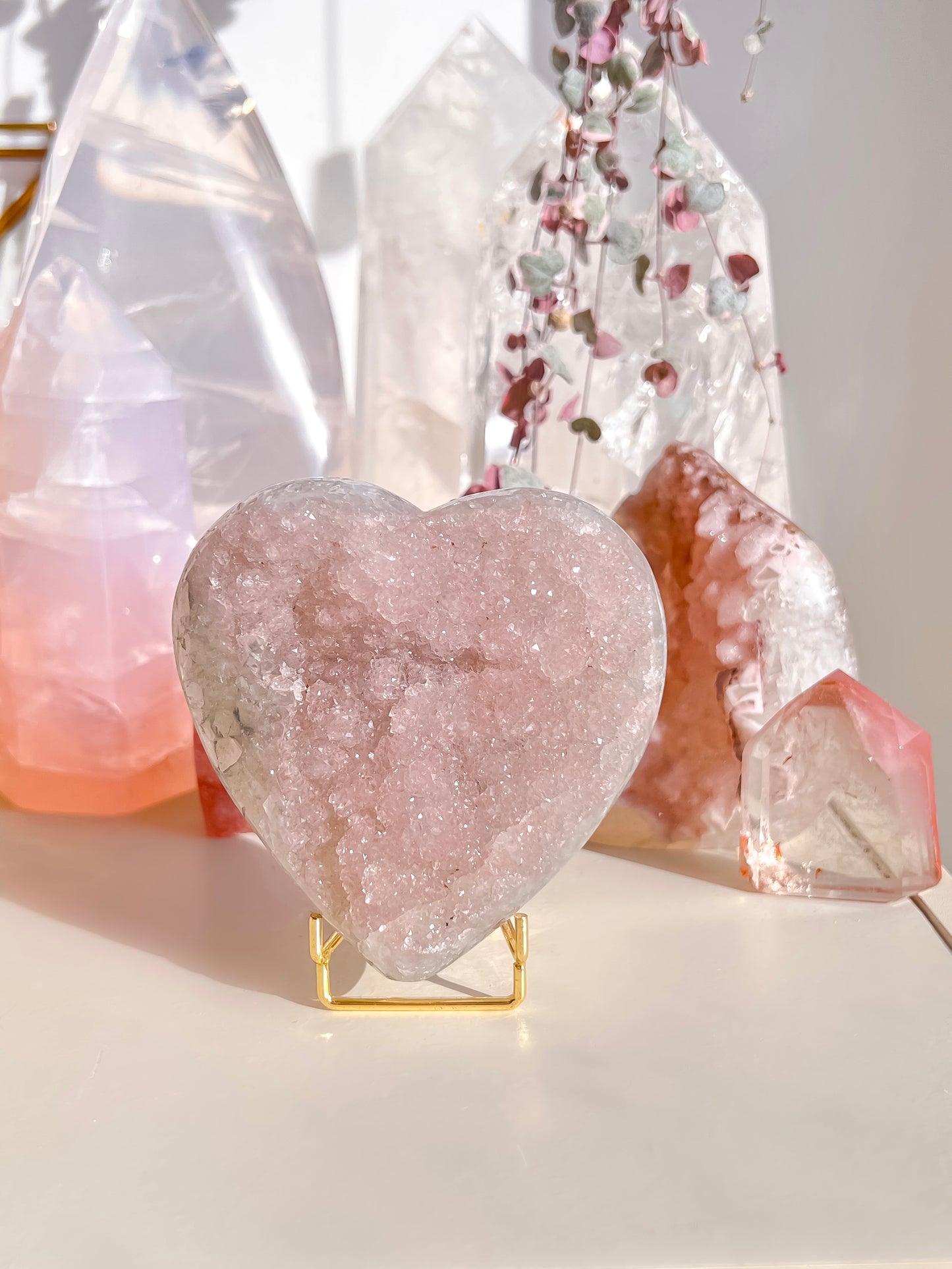 Pink Rainbow Amethyt Heart
