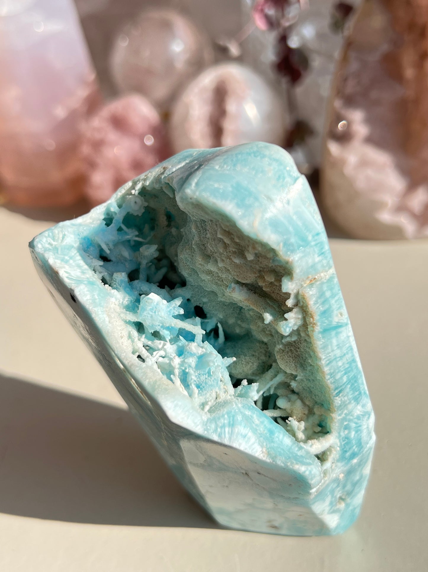 Blue aragonite freeform