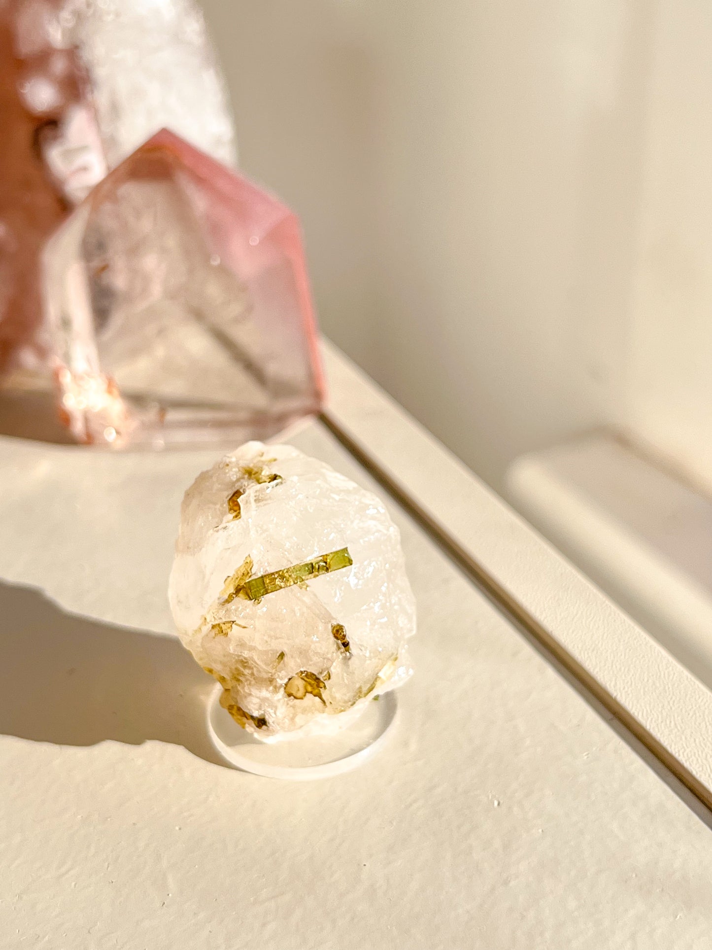 Green Tourmaline in quartz