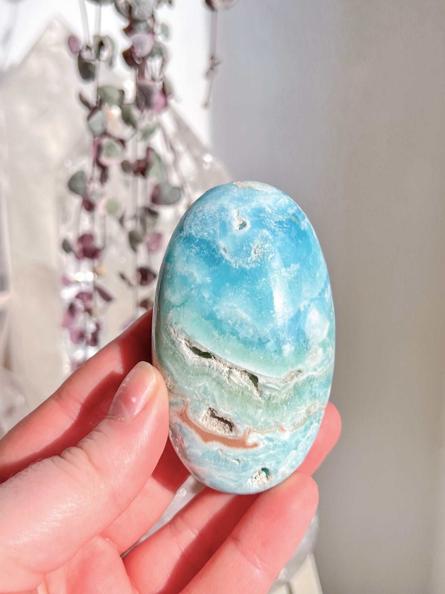 High Grade Blue Aragonite Palm