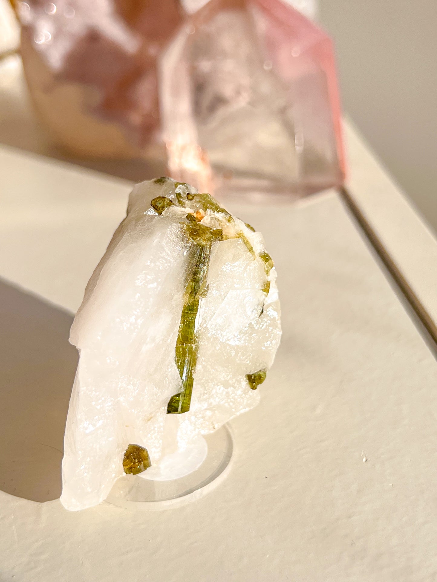 Green Tourmaline in quartz