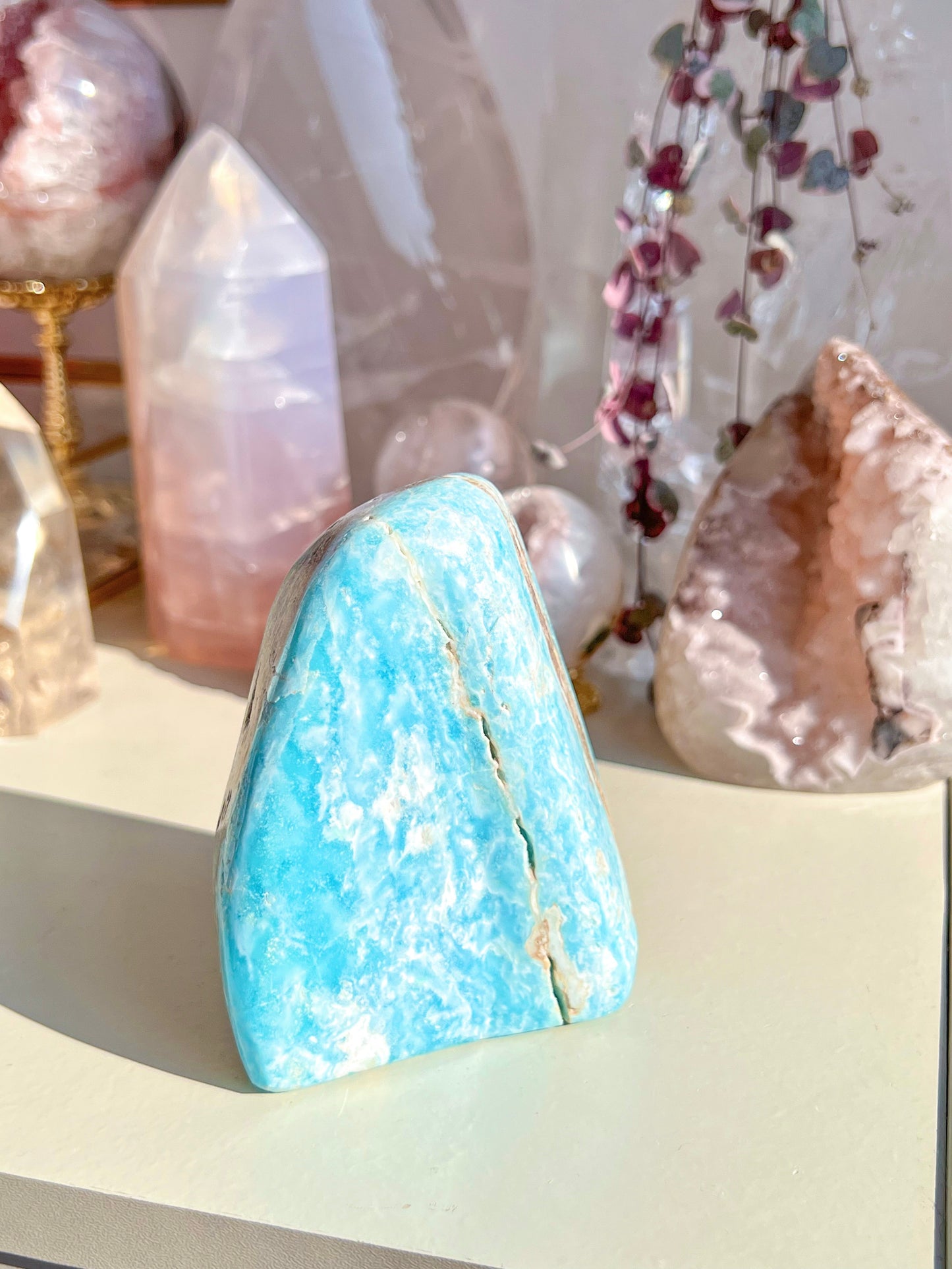 Blue aragonite freeform