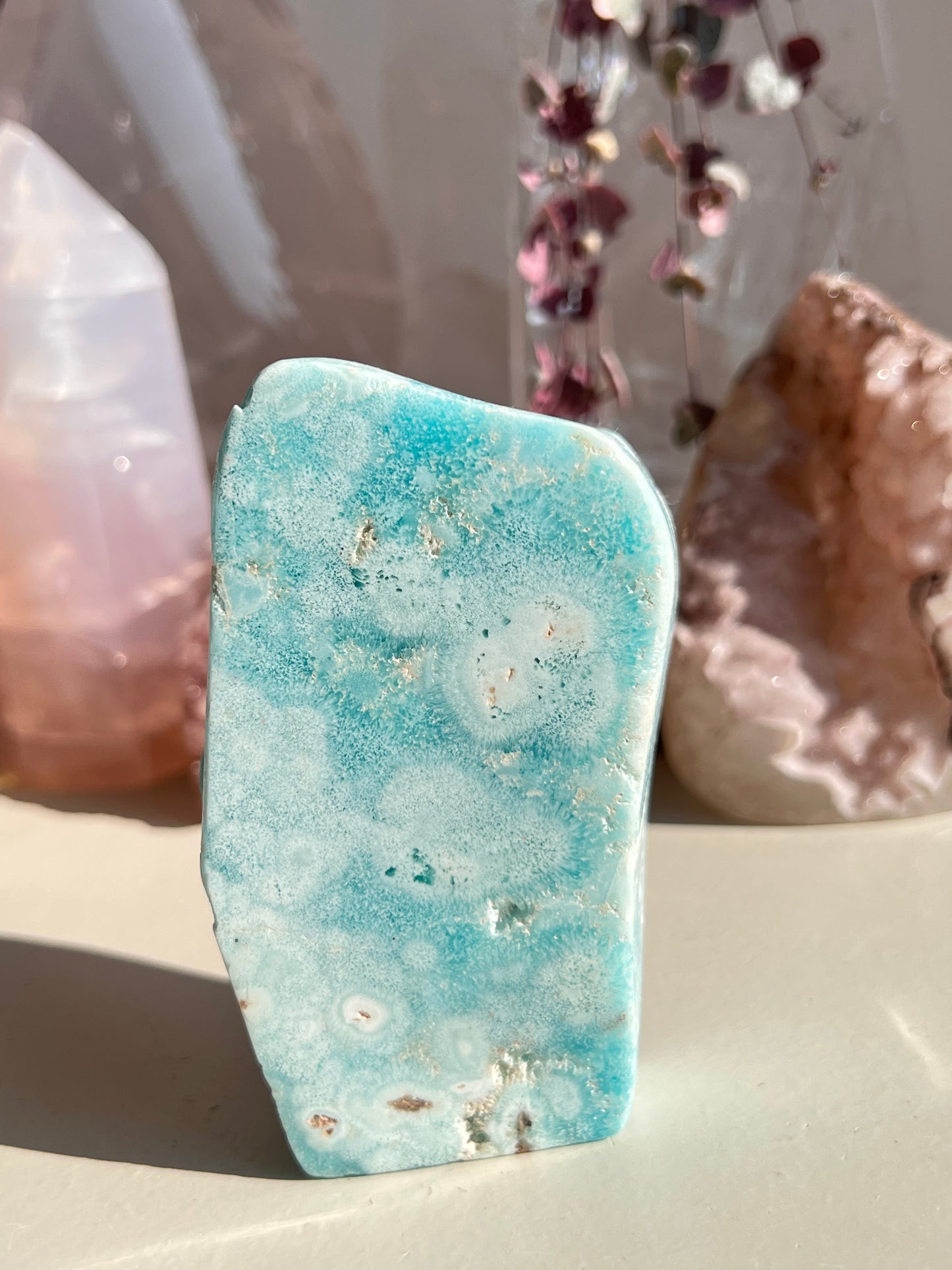 Blue aragonite freeform
