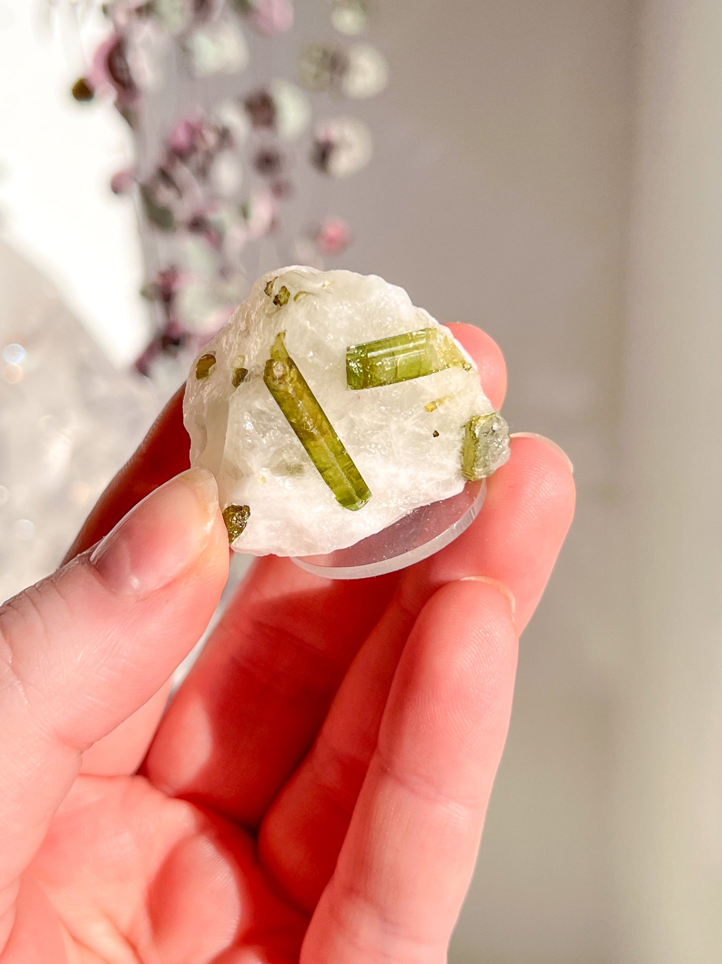 Green Tourmaline in quartz