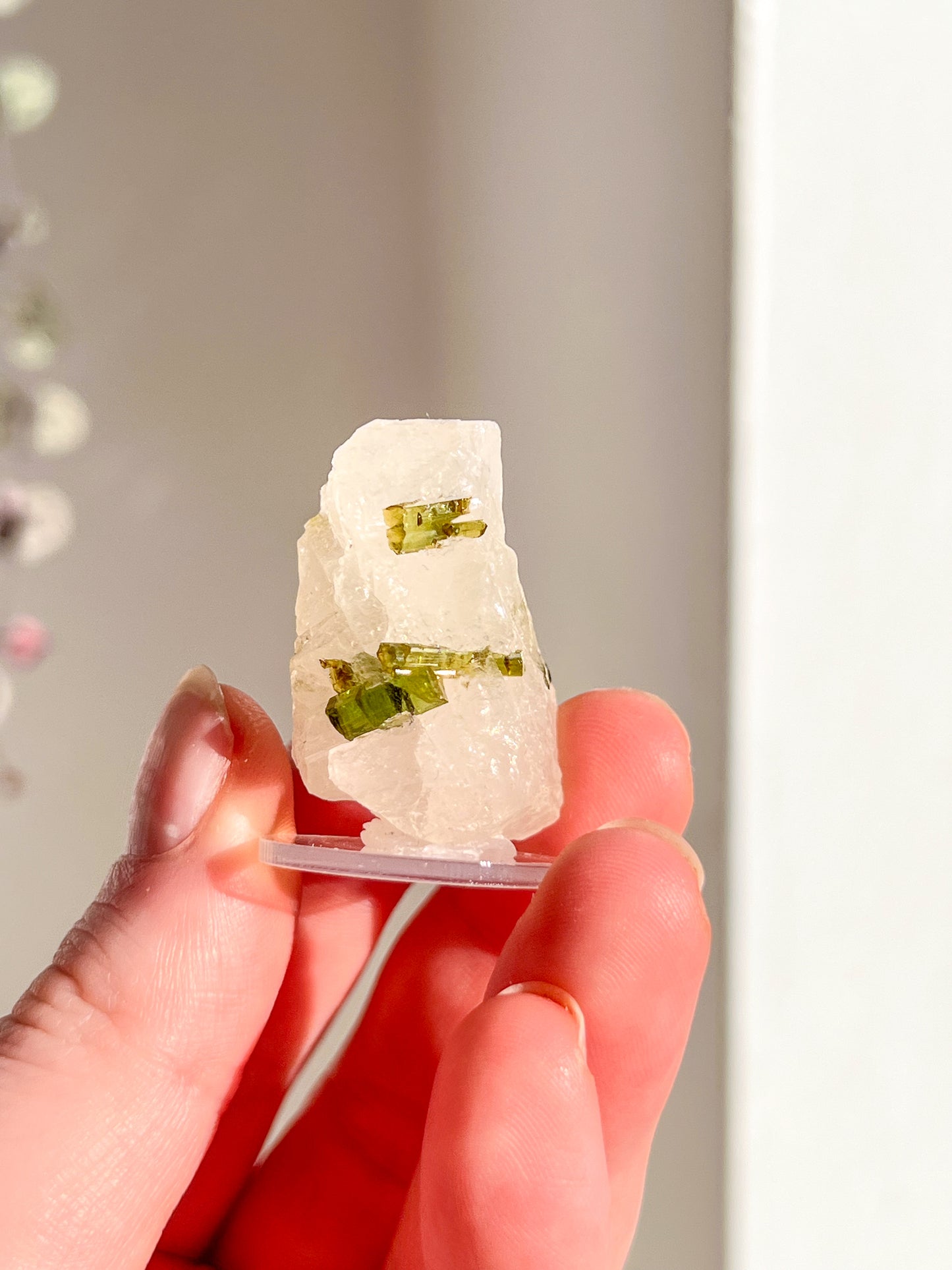 Green Tourmaline in quartz