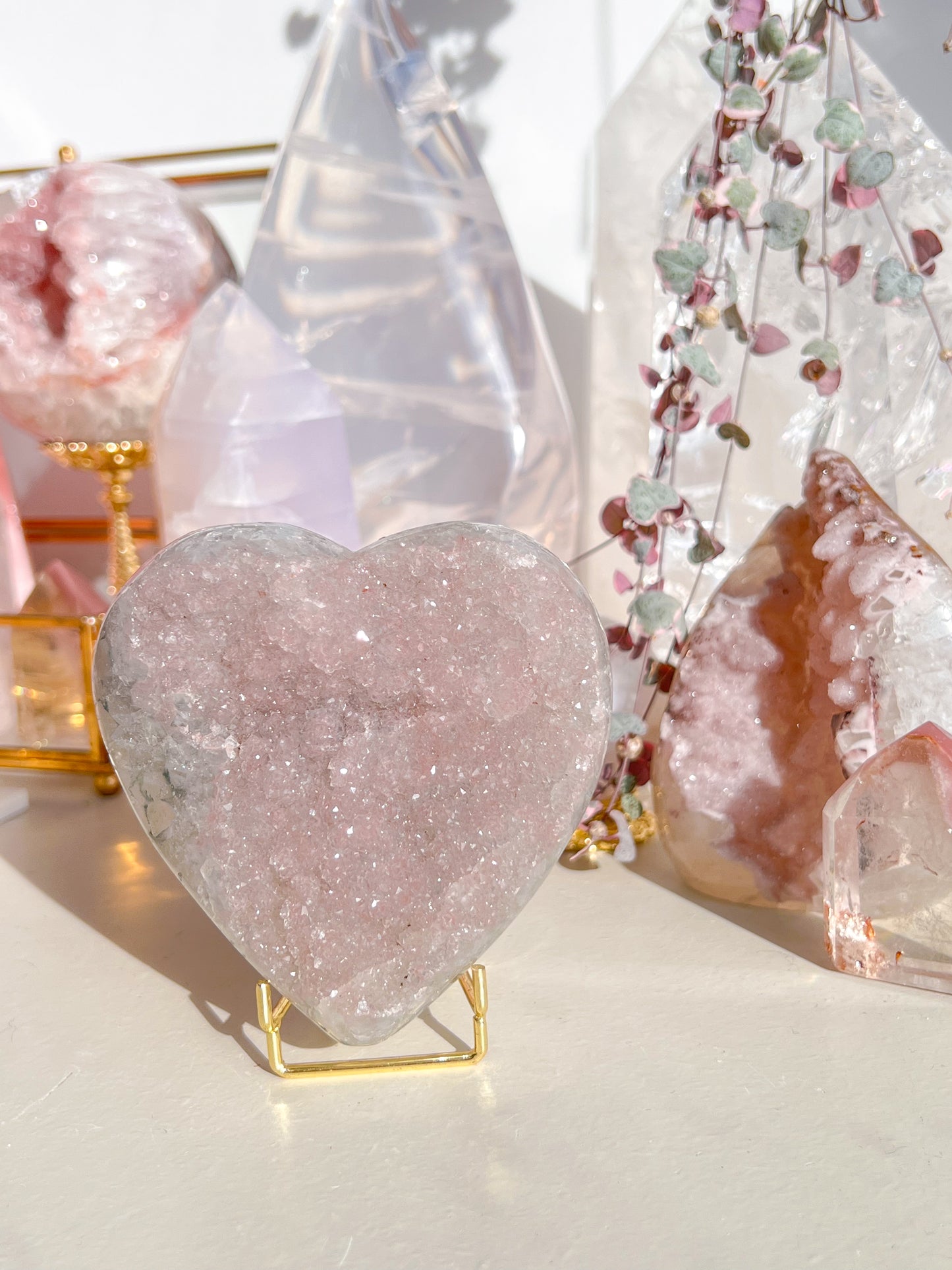 Pink Rainbow Amethyt Heart