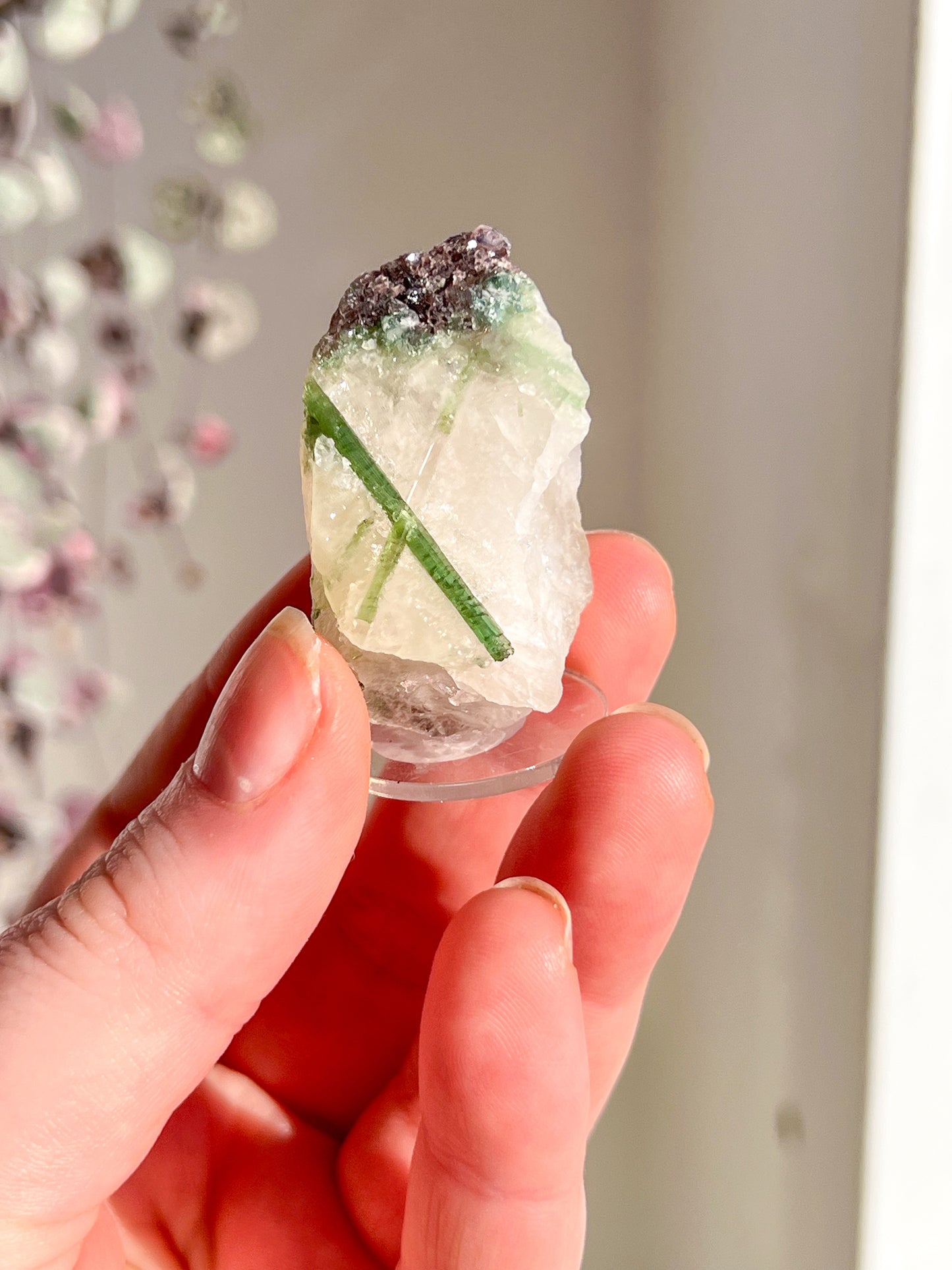 Green Tourmaline in quartz