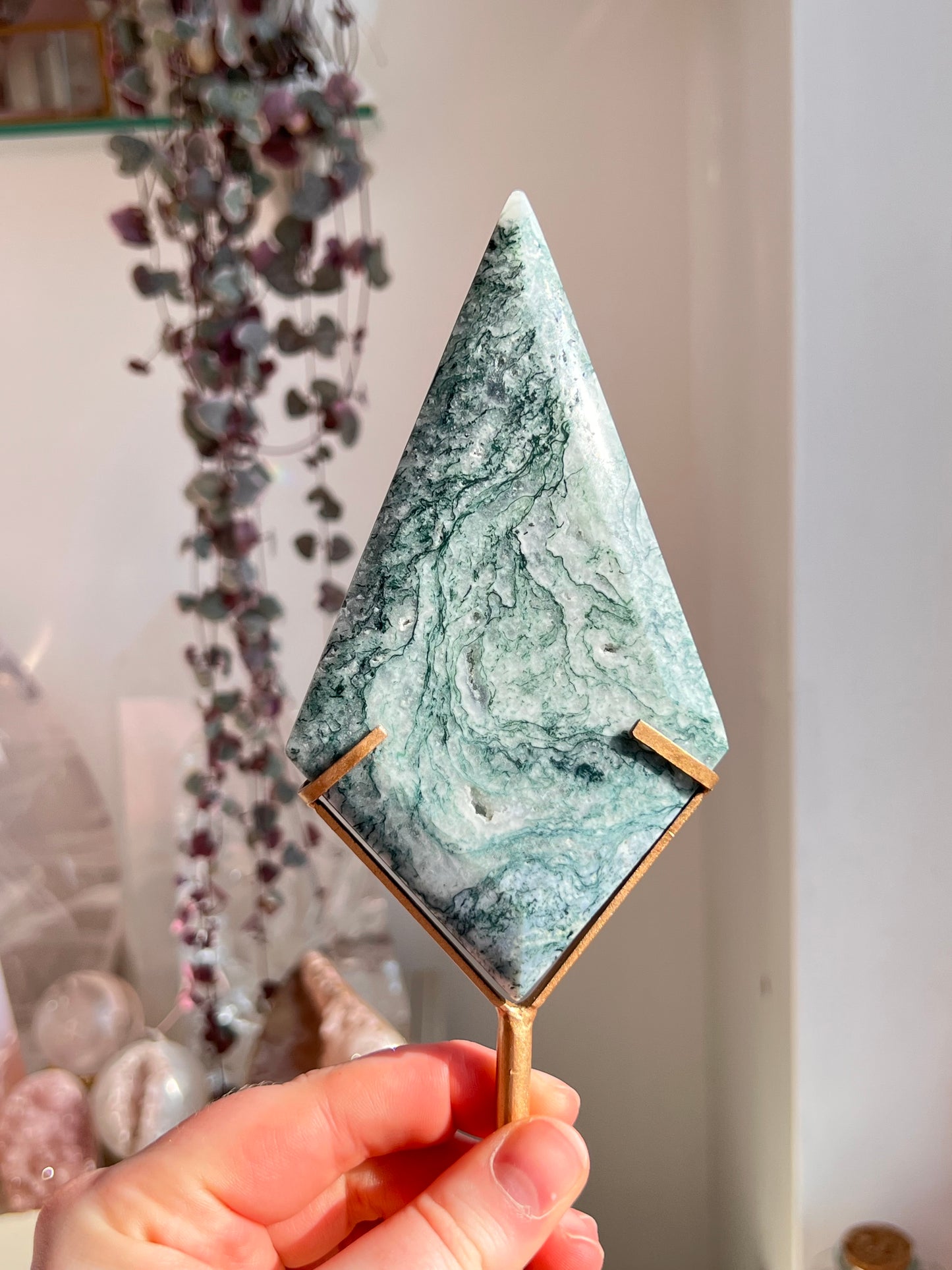 Moss agate diamond