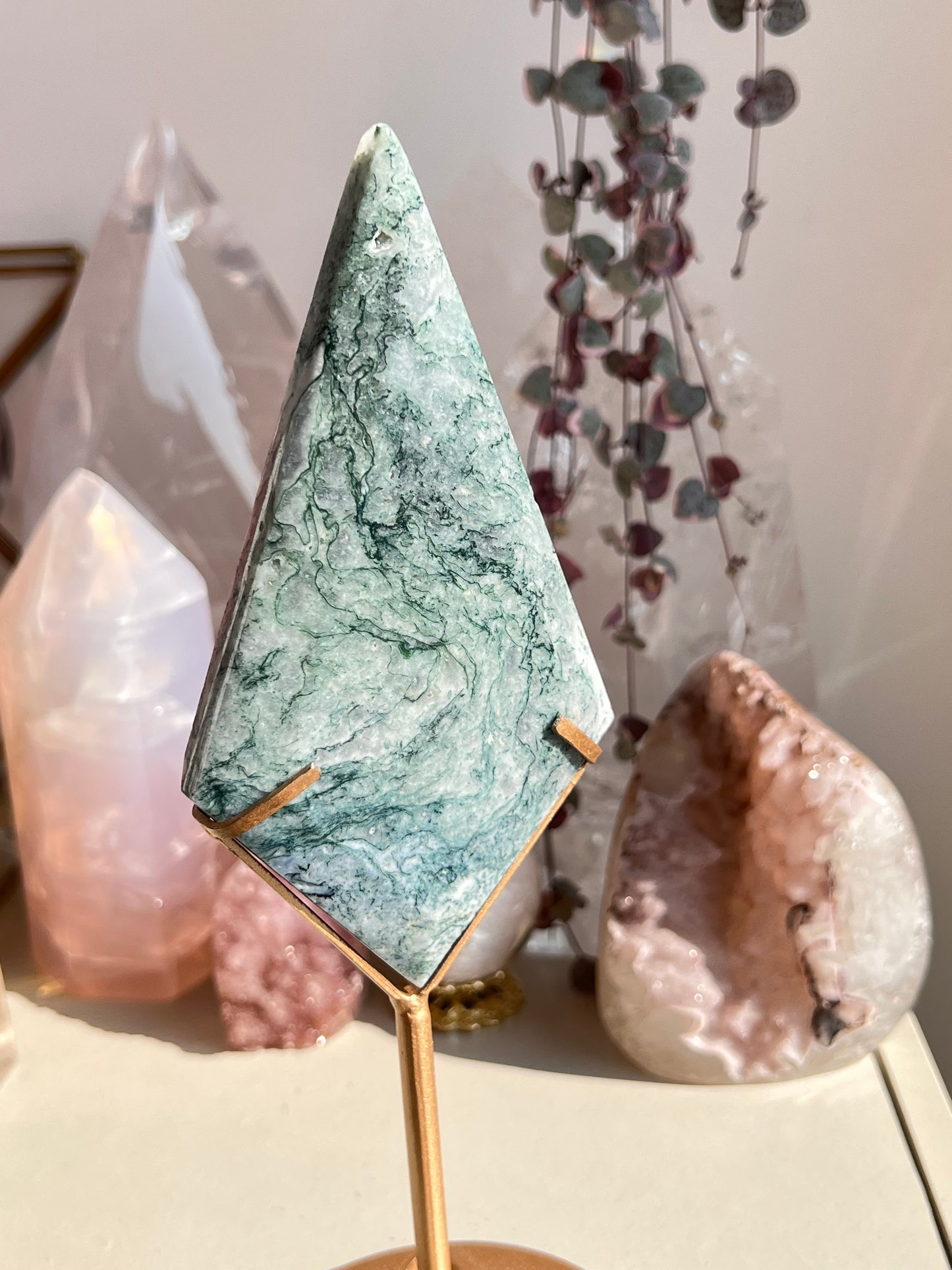 Moss agate diamond
